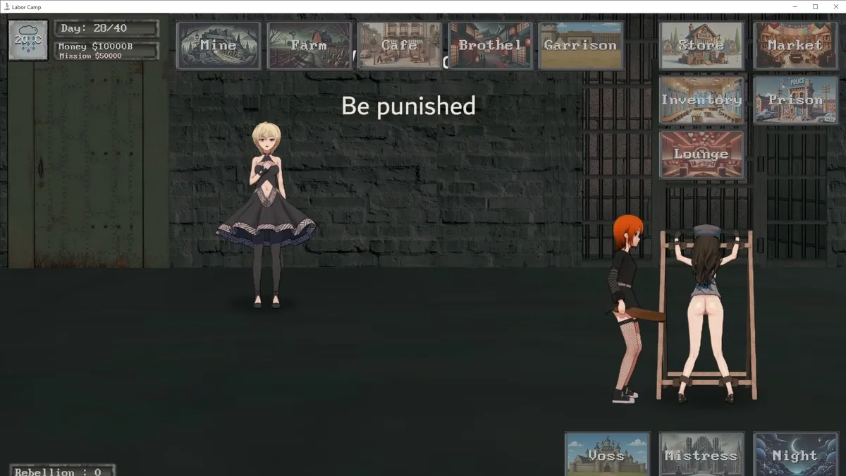 Labor Camp gameplay screenshot 2 (Ren'Py adult game) by spankbot – free download