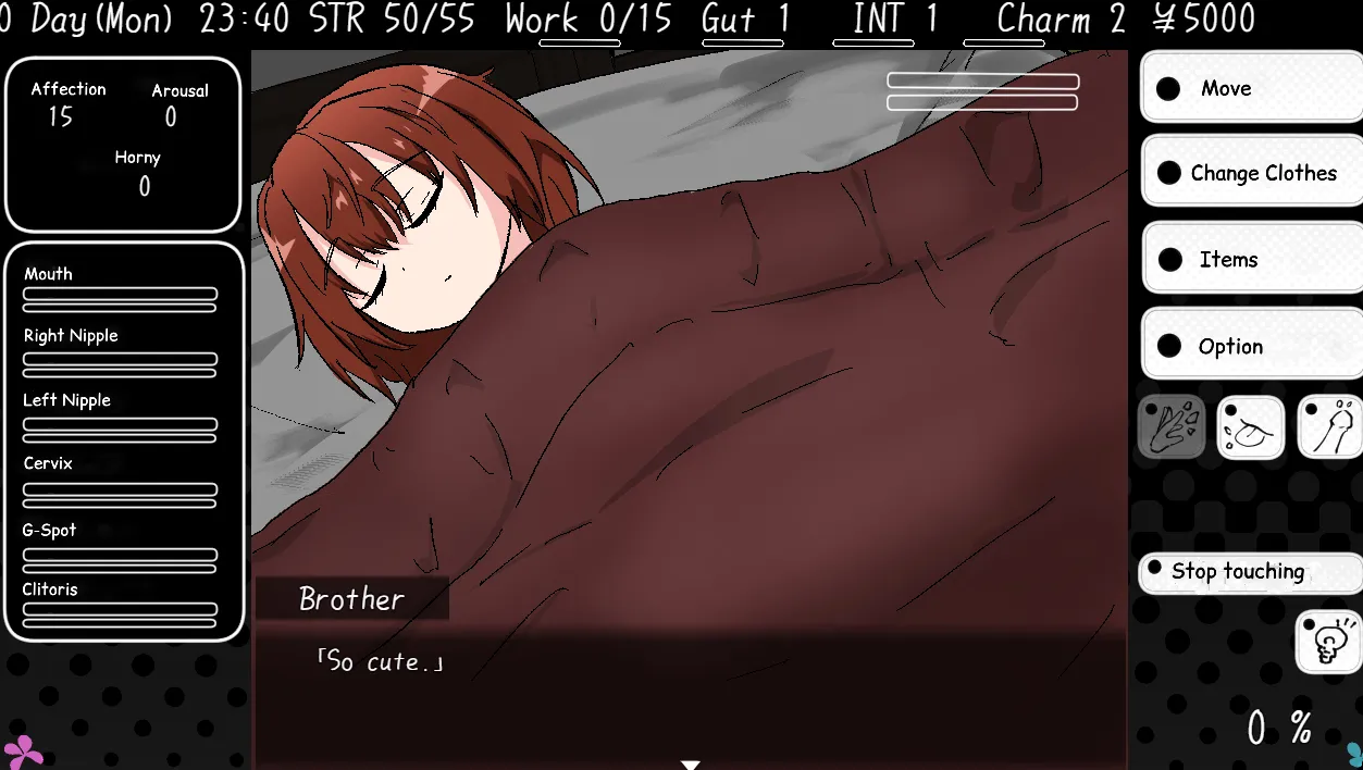30 Lewd Days with My Adolescent Little Sister gameplay screenshot 9 (RPGM adult game) by obake no oyakata – free download