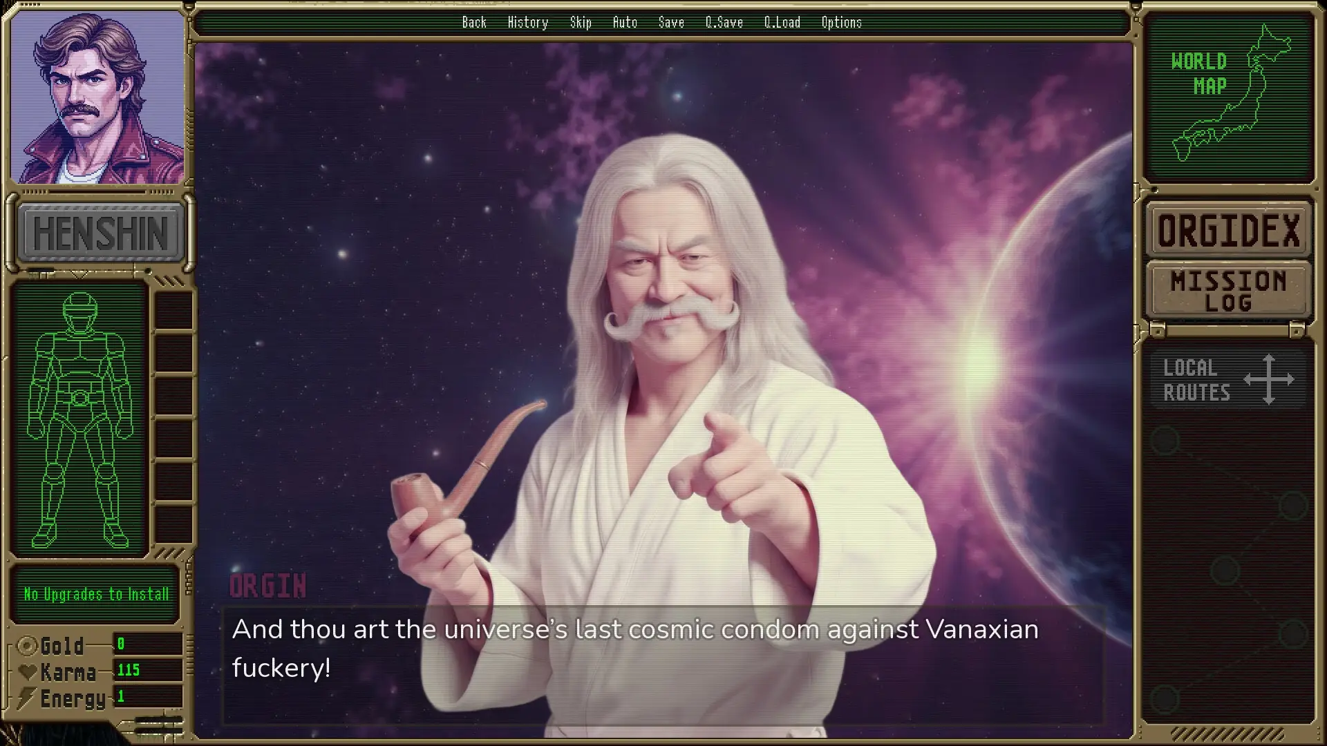 Erotic Cosmic Sheriff ORGIVAN – Vol. 1 gameplay screenshot 2 (Ren'Py adult game) by Shrub Systems – free download