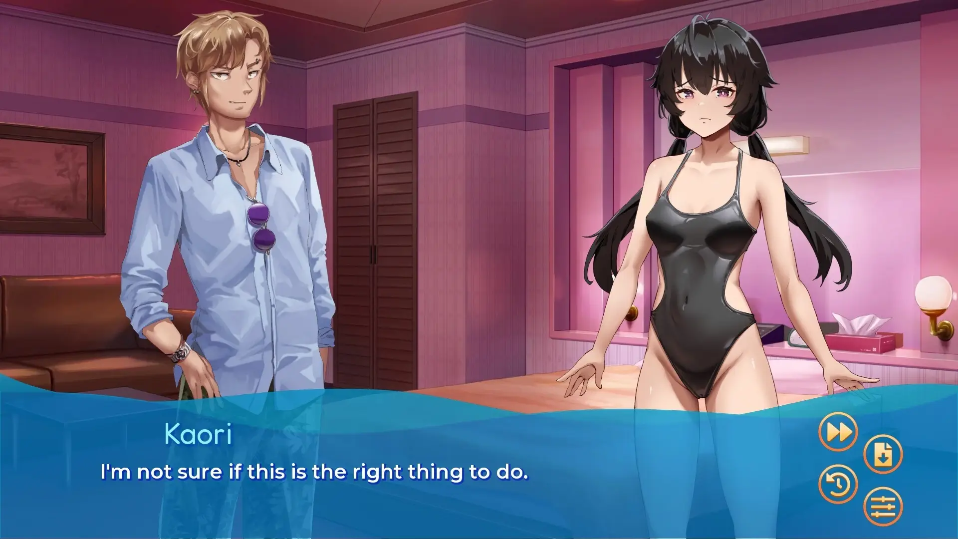 Swimmer Admiration 2 gameplay screenshot 1 (Ren'Py adult game) by PUSH! Soft – free download