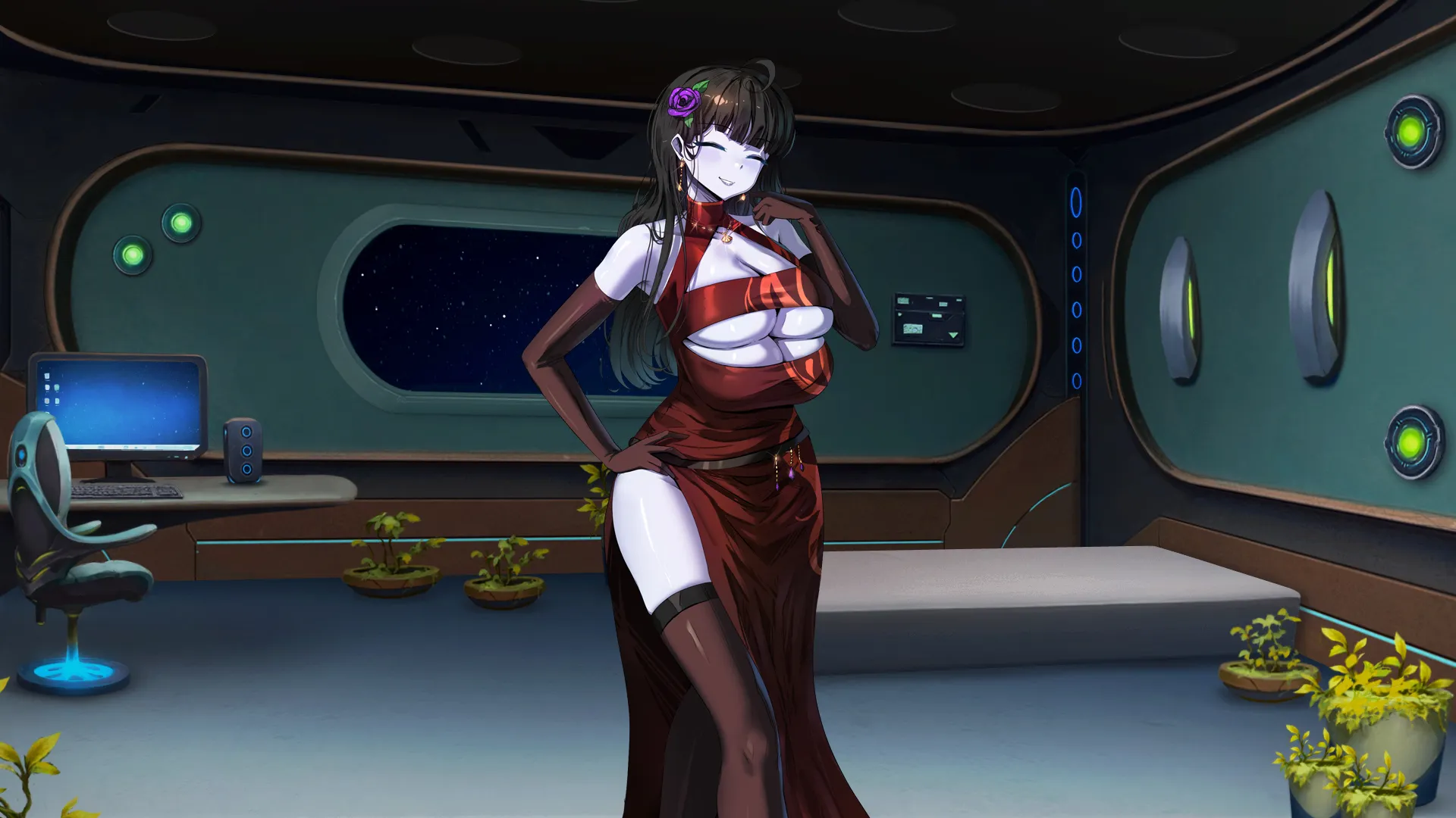 Galactic Love Utopia: Arrival gameplay screenshot 1 (Ren'Py adult game) by Kaijoseisoft – free download