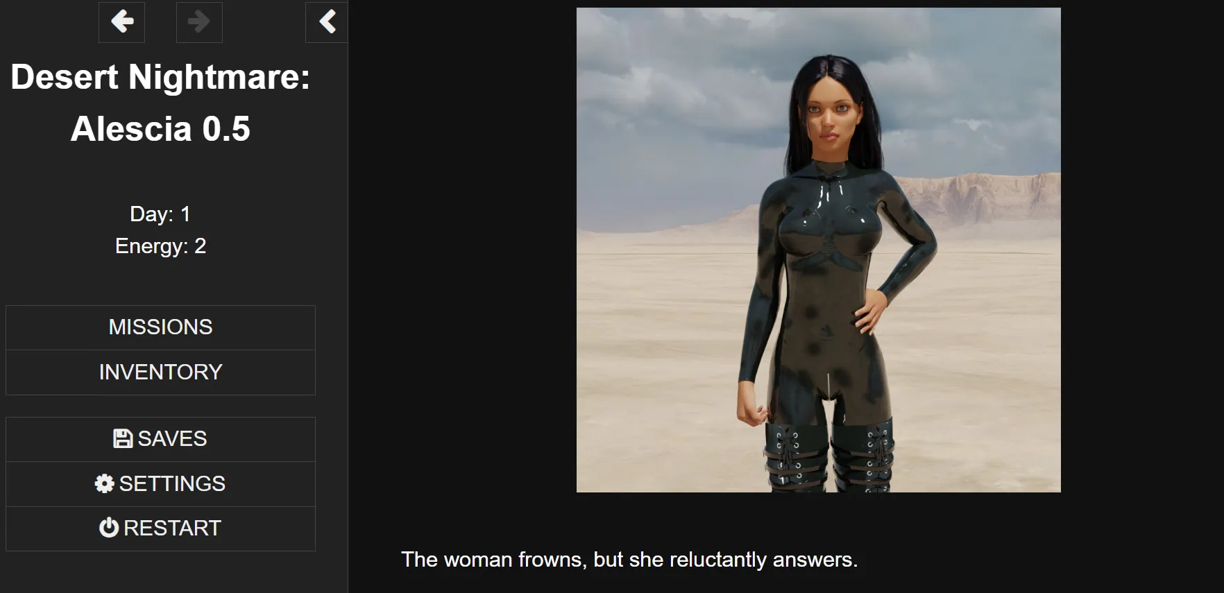 Desert Nightmare gameplay screenshot 1 (HTML adult game) by Primal356 – free download