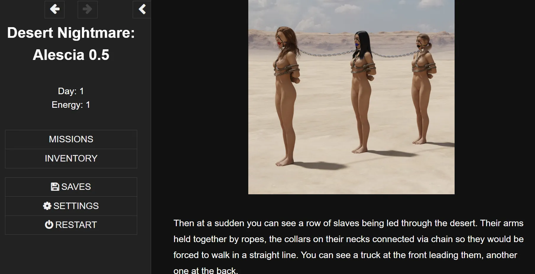 Desert Nightmare gameplay screenshot 2 (HTML adult game) by Primal356 – free download
