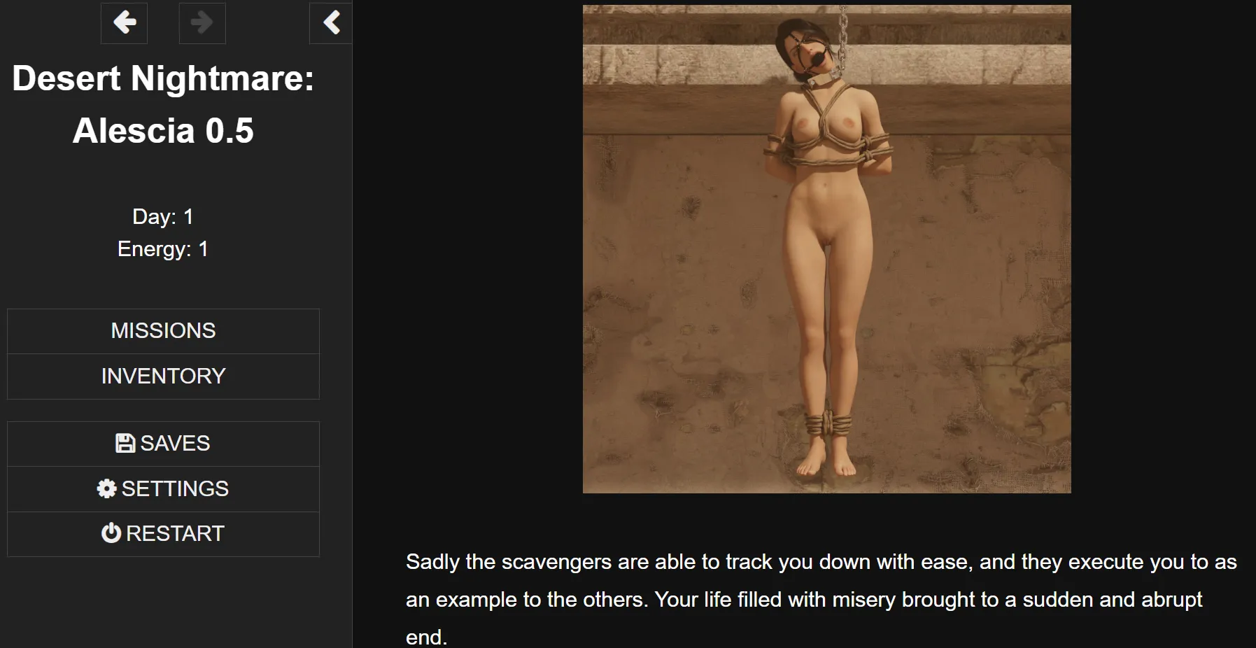 Desert Nightmare gameplay screenshot 7 (HTML adult game) by Primal356 – free download
