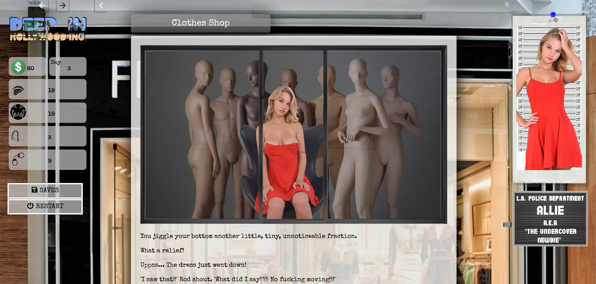 Deep in Hollywood Inc. gameplay screenshot 1 (HTML adult game) by Ulysses Games F95zone – free download