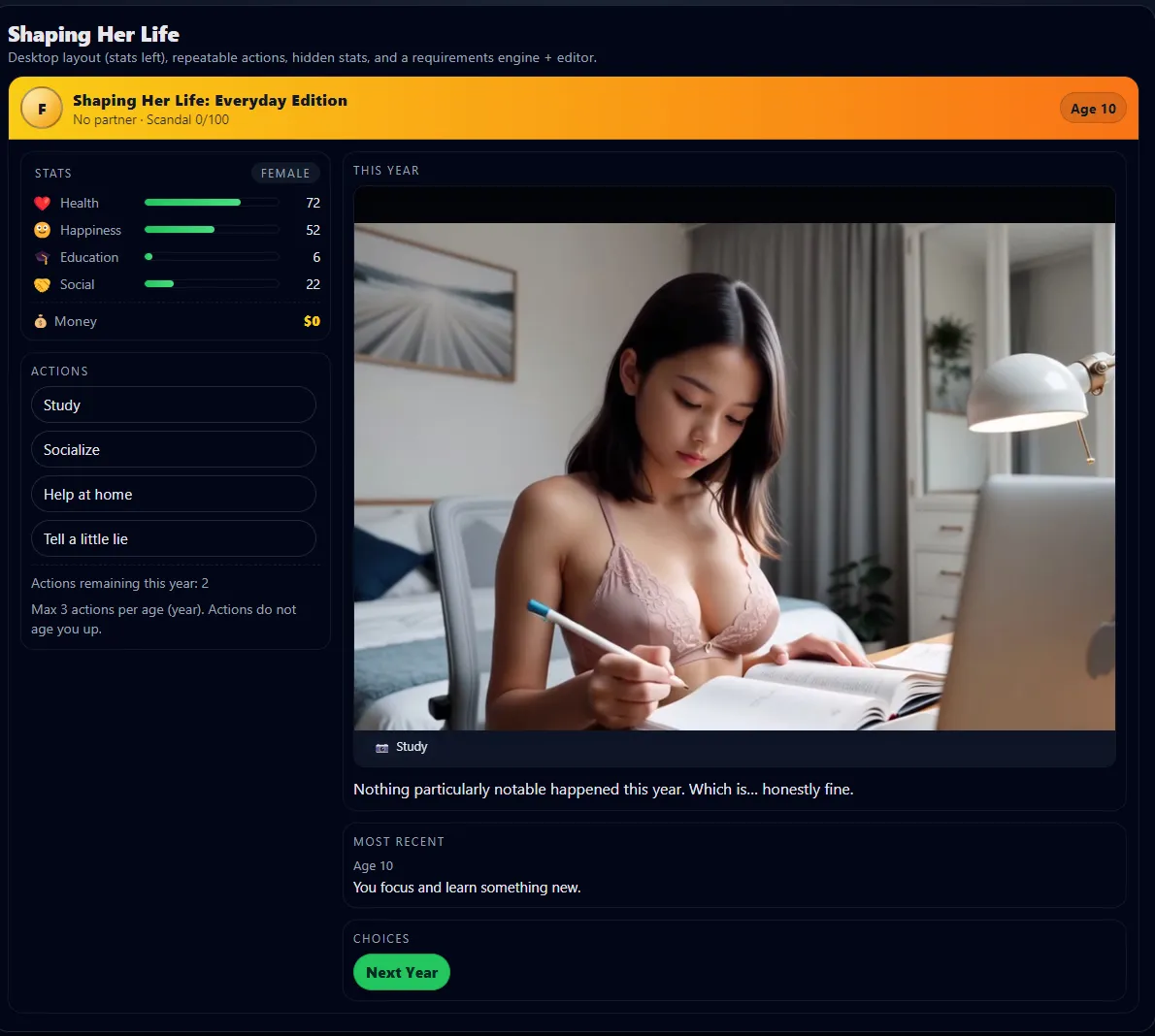 Shaping Her Life gameplay screenshot 1 (Others adult game) by Linc – free download