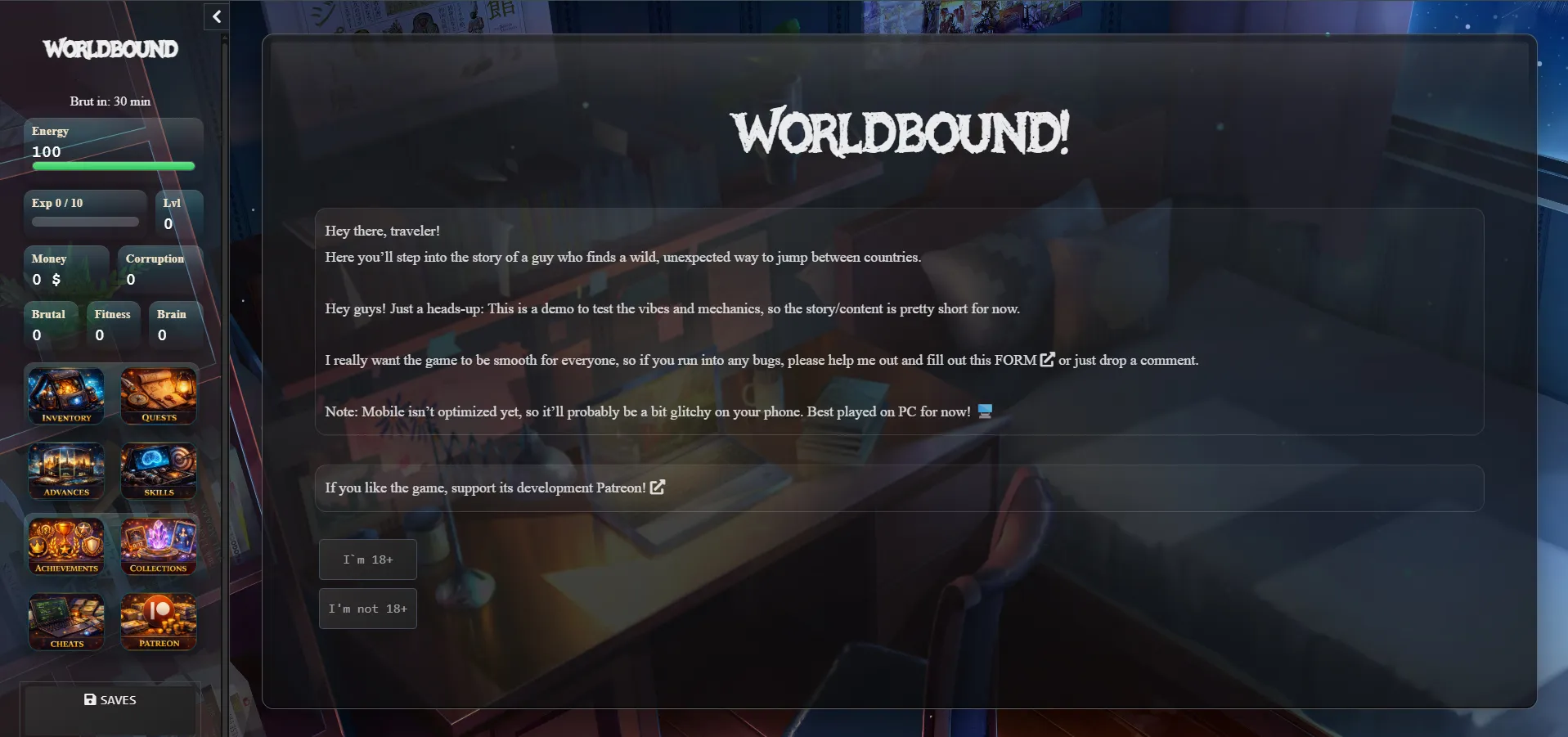 Worldbound gameplay screenshot 1 (HTML adult game) by Worldbound – free download