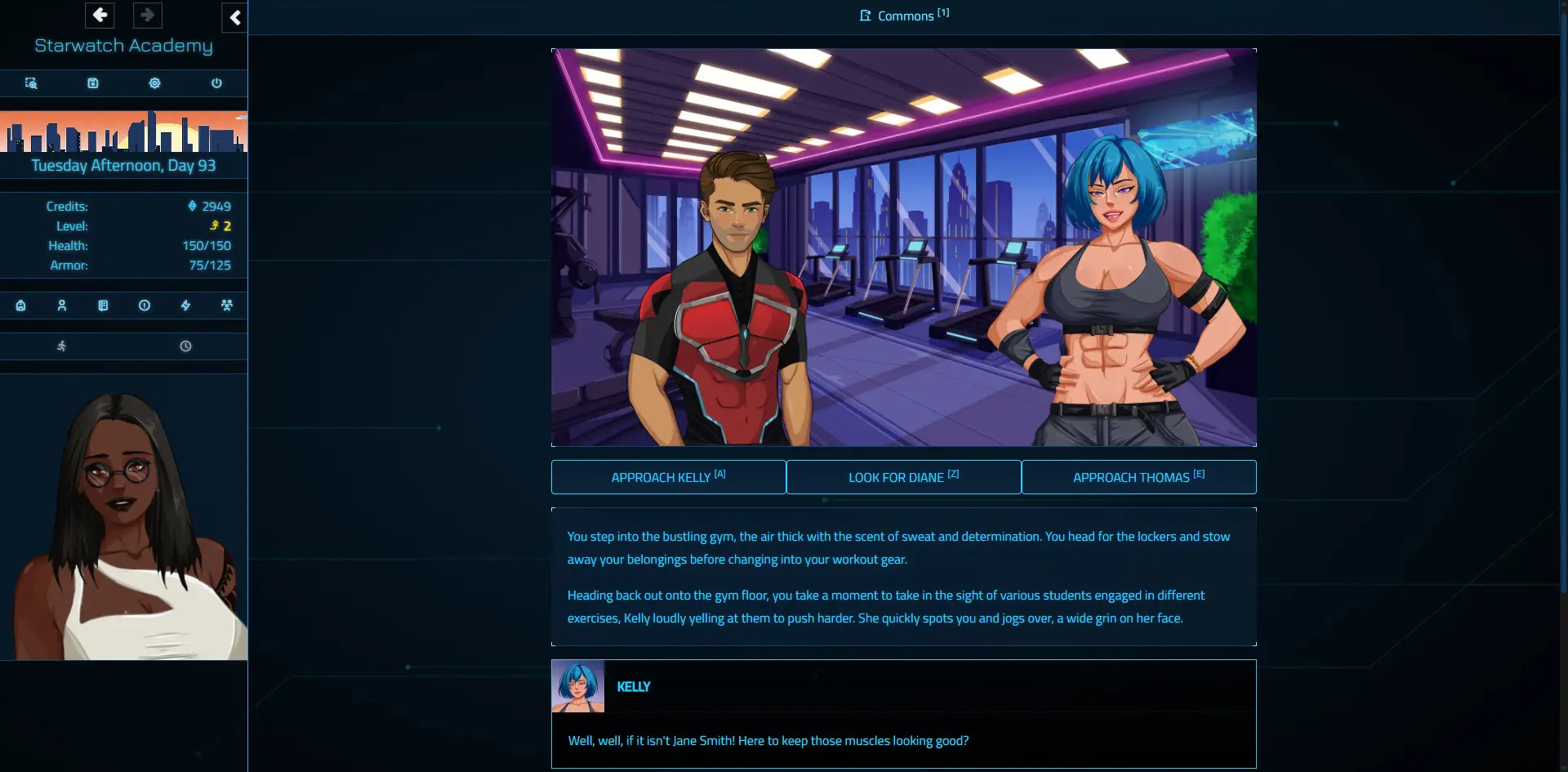 Starwatch Academy gameplay screenshot 5 (HTML adult game) by Jaded Dreams – free download