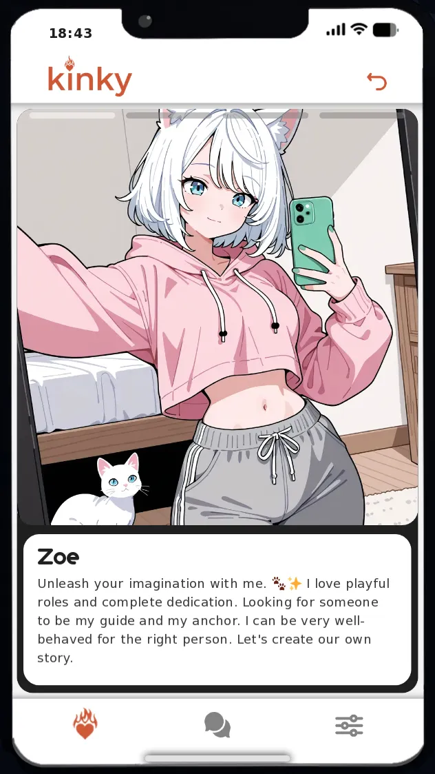 Kinky Phone – Swipe to Seduce gameplay screenshot 9 (Ren'Py adult game) by Sugar & Sin Games – free download