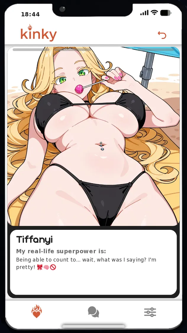 Kinky Phone – Swipe to Seduce gameplay screenshot 2 (Ren'Py adult game) by Sugar & Sin Games – free download