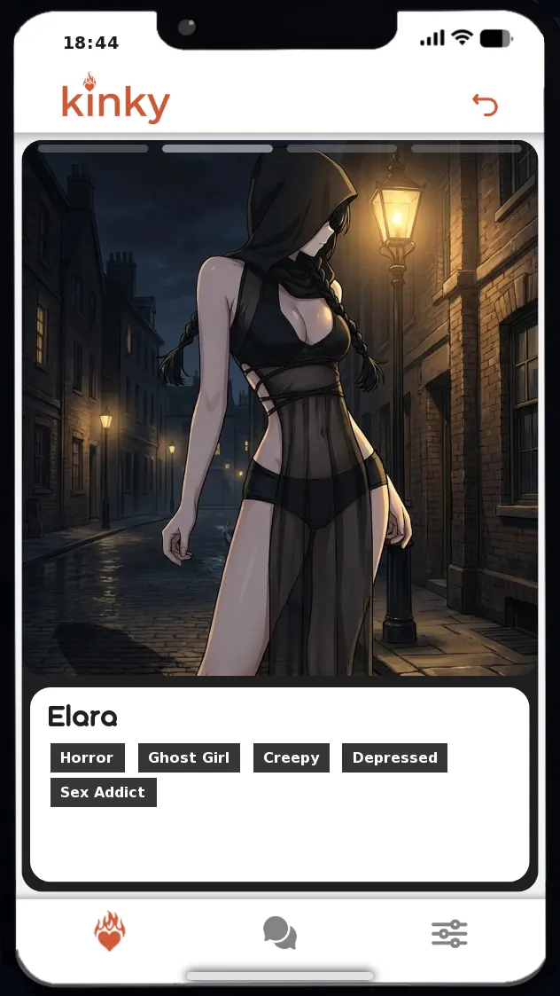 Kinky Phone – Swipe to Seduce gameplay screenshot 1 (Ren'Py adult game) by Sugar & Sin Games – free download