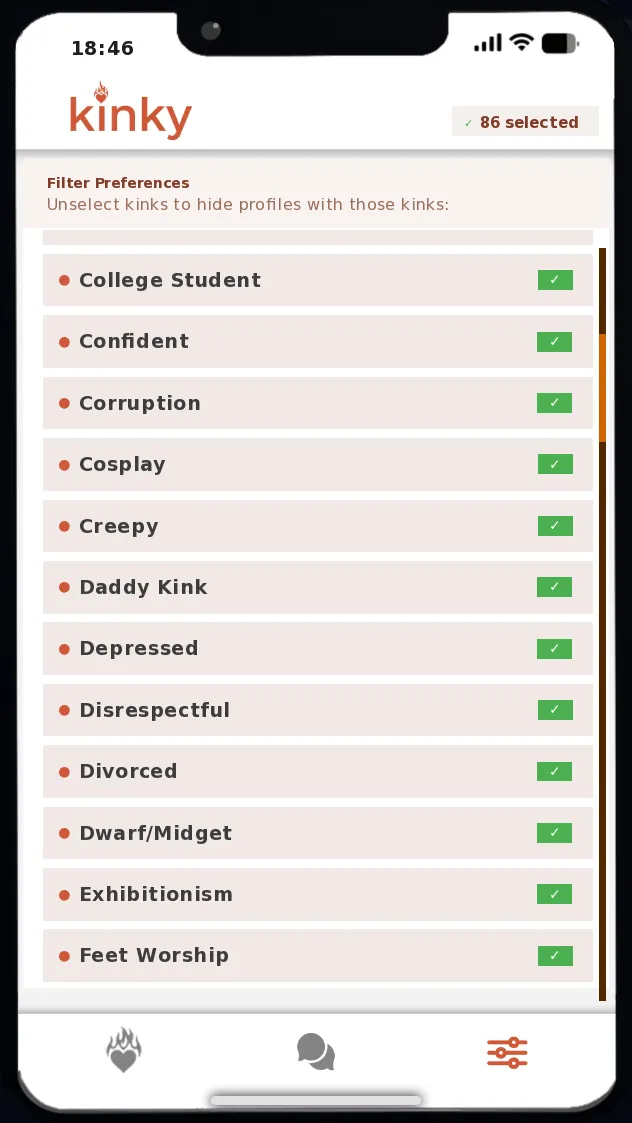 Kinky Phone – Swipe to Seduce gameplay screenshot 12 (Ren'Py adult game) by Sugar & Sin Games – free download