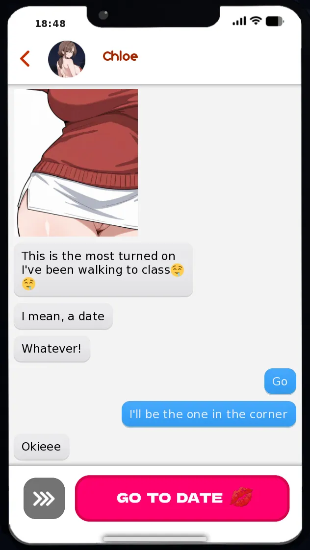 Kinky Phone – Swipe to Seduce gameplay screenshot 15 (Ren'Py adult game) by Sugar & Sin Games – free download