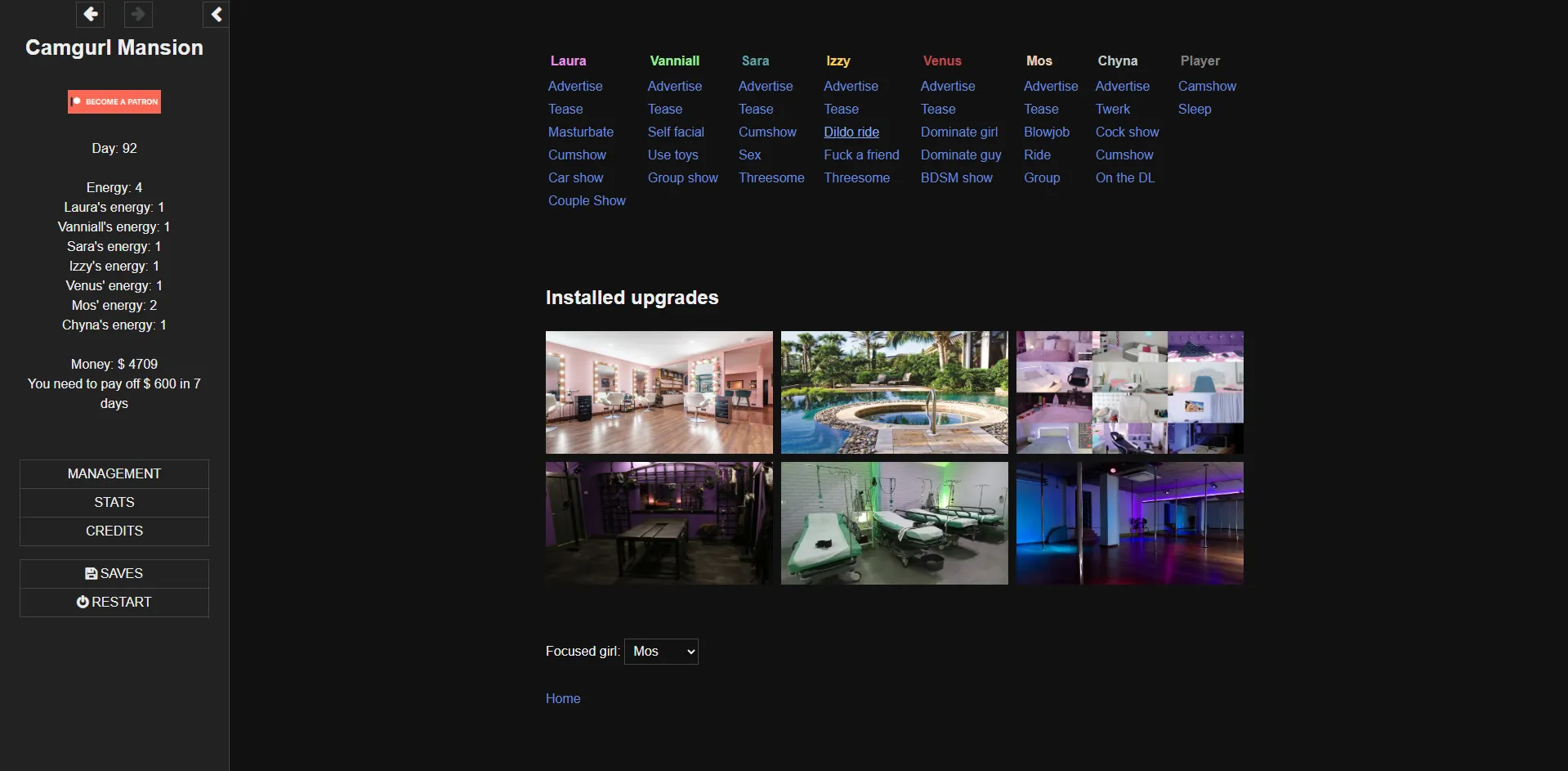 Camgurl Mansion gameplay screenshot 2 (HTML adult game) by averagehtmlenjoyer – free download