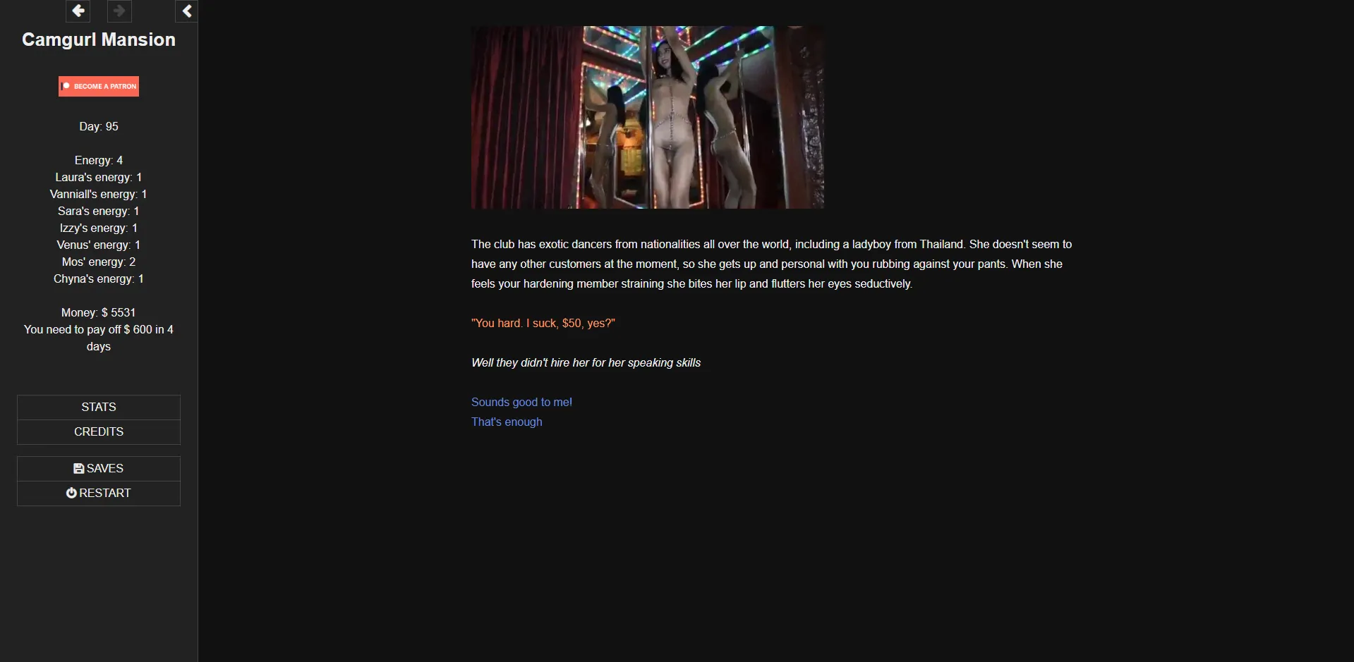 Camgurl Mansion gameplay screenshot 7 (HTML adult game) by averagehtmlenjoyer – free download