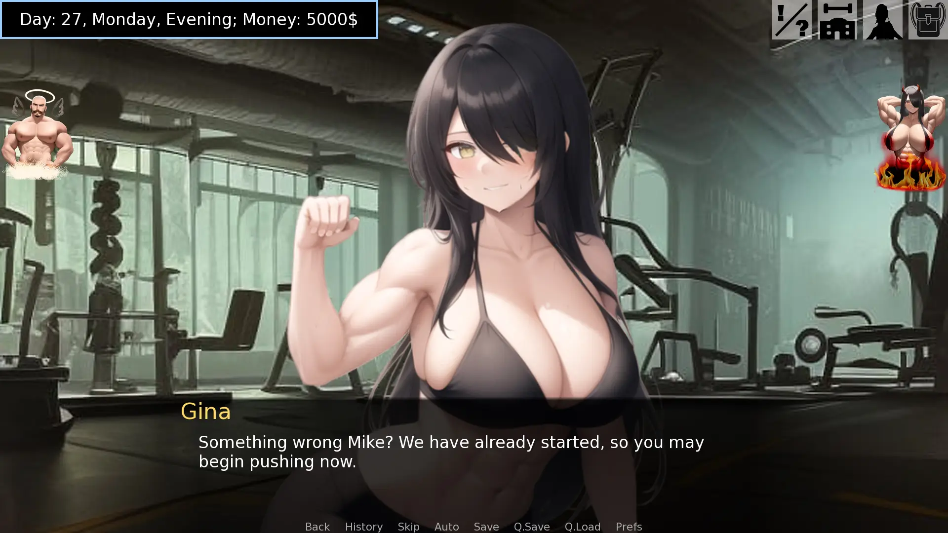 Ginas Gym gameplay screenshot 2 (Ren'Py adult game) by The_Don – free download