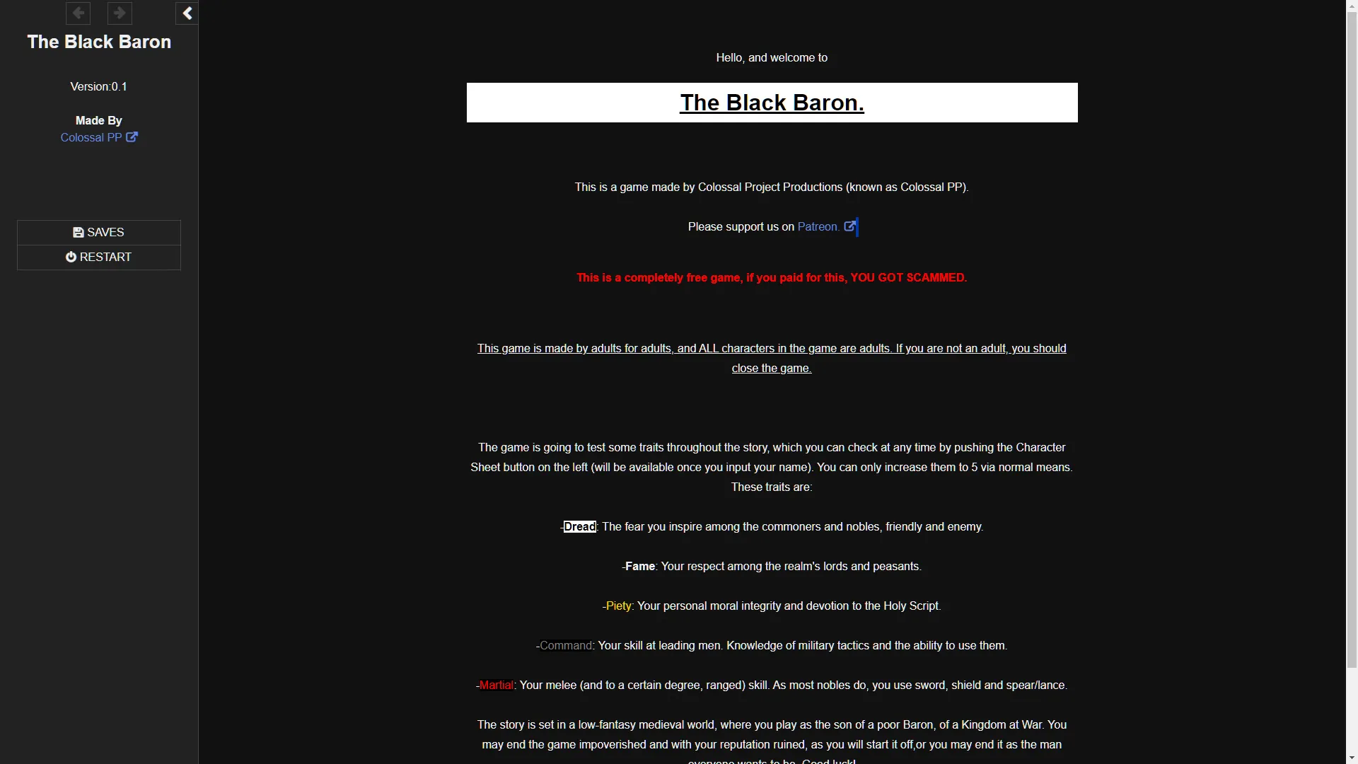 The Black Baron gameplay screenshot 4 (HTML adult game) by ColossalProjectProductions – free download