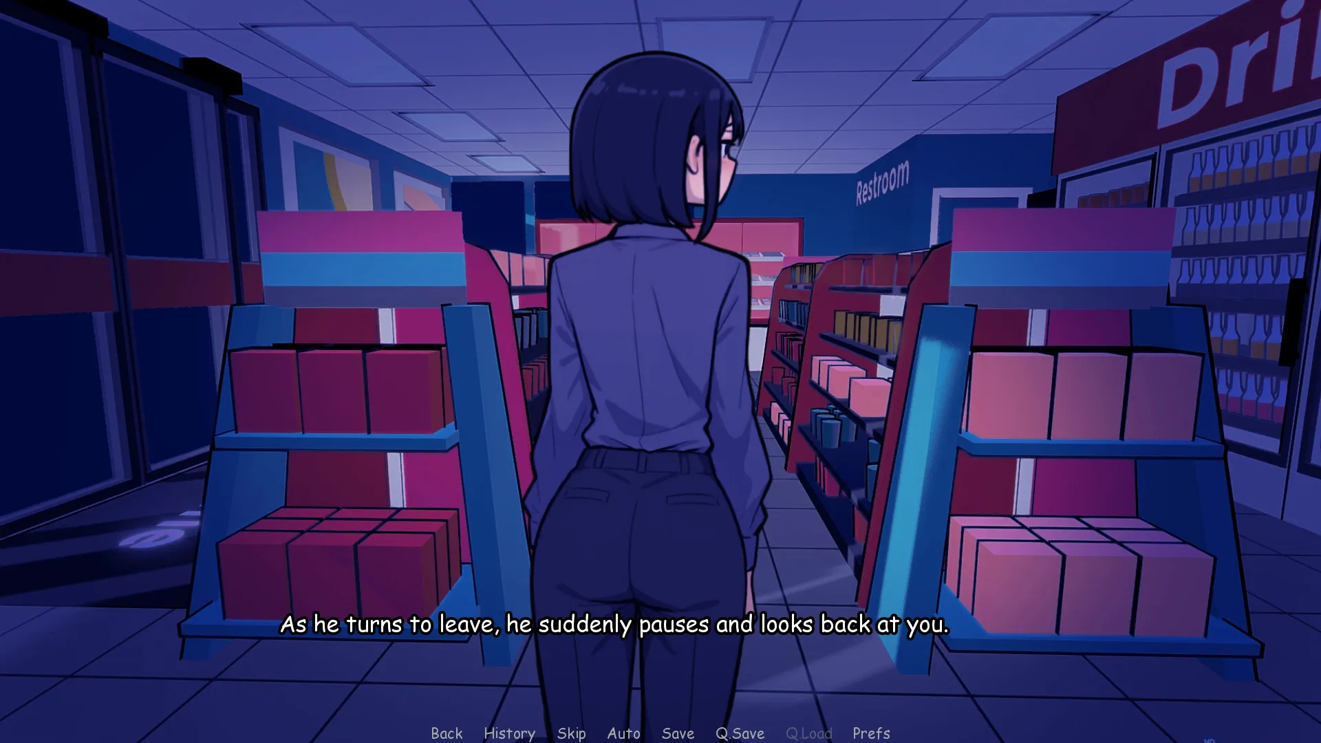 Midnight Shifts with Femboy gameplay screenshot 2 (Ren'Py adult game) by icanfixthatgames – free download