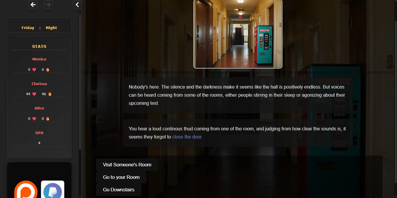 The Dormroom Conundrum gameplay screenshot 2 (HTML adult game) by AnonDux – free download
