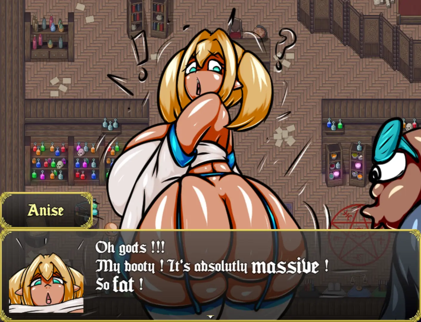NTR Elf : Welcome to Lewdburg gameplay screenshot 5 (RPGM adult game) by Screwthename Suscribestar – free download