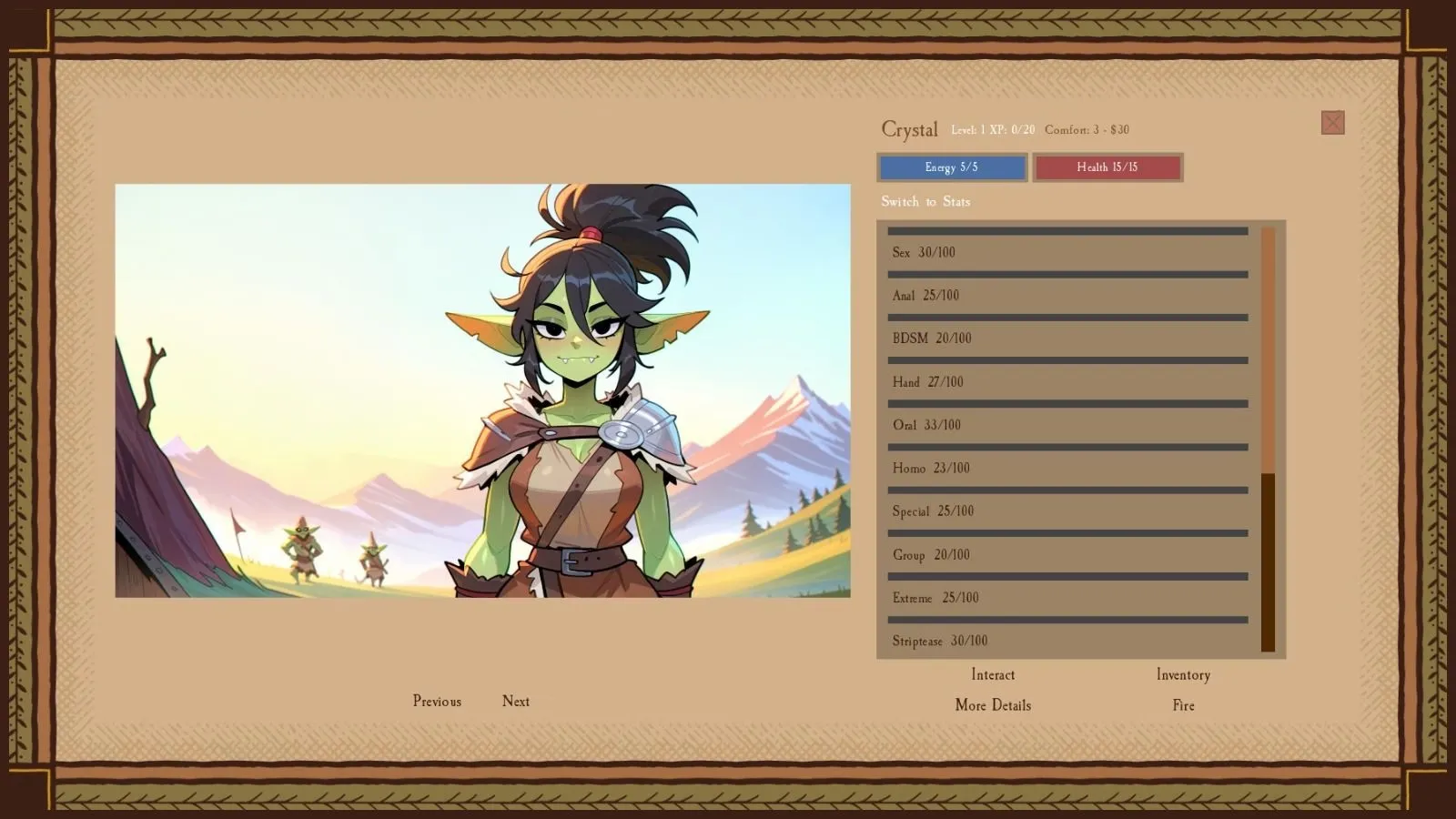 Fantasy Manager gameplay screenshot 5 (Ren'Py adult game) by Horologist – free download