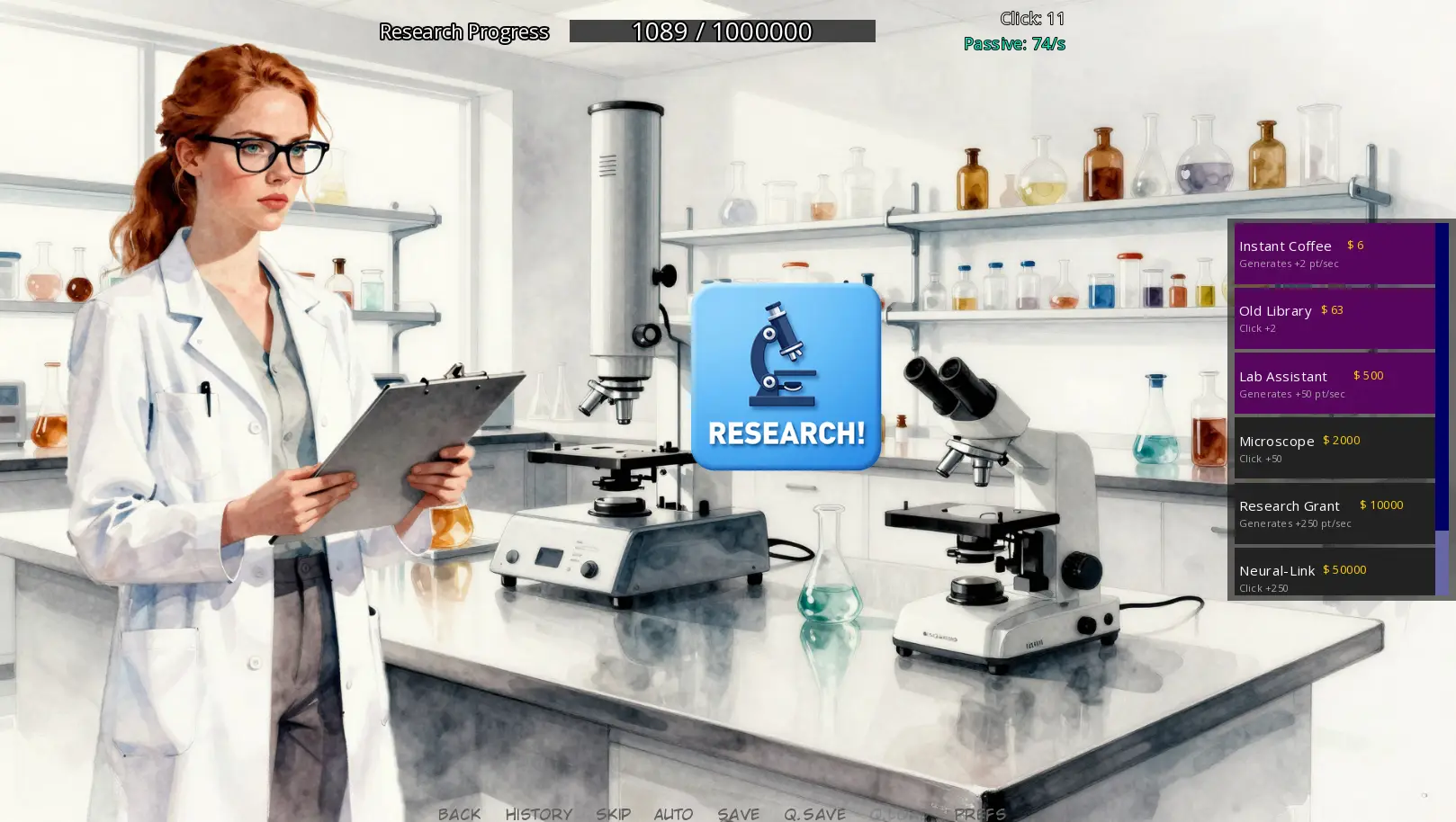 Chemical Curvers Clicker gameplay screenshot 4 (Ren'Py adult game) by Domoroboro – free download