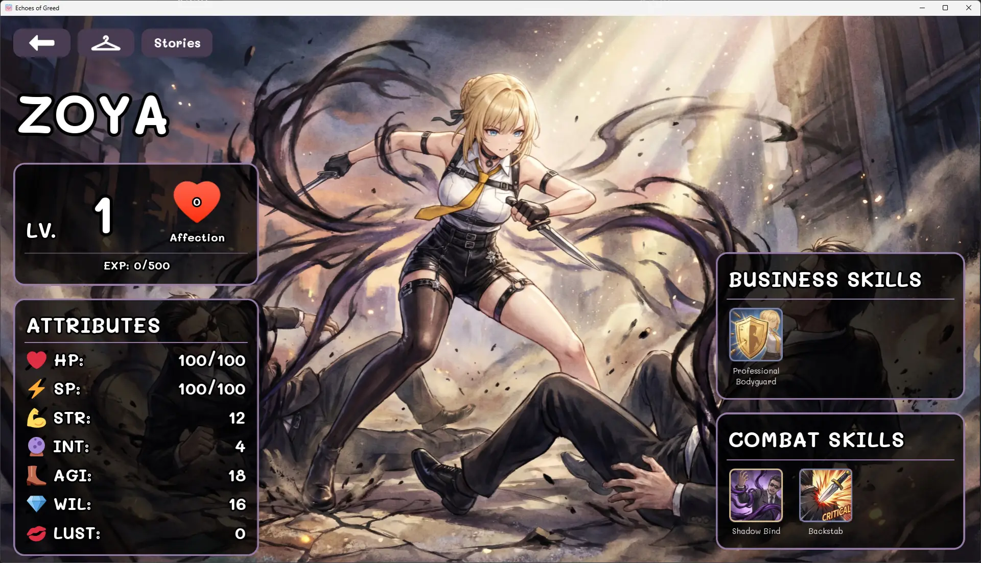 Echoes of Greed gameplay screenshot 13 (Ren'Py adult game) by Icefox ( – free download
