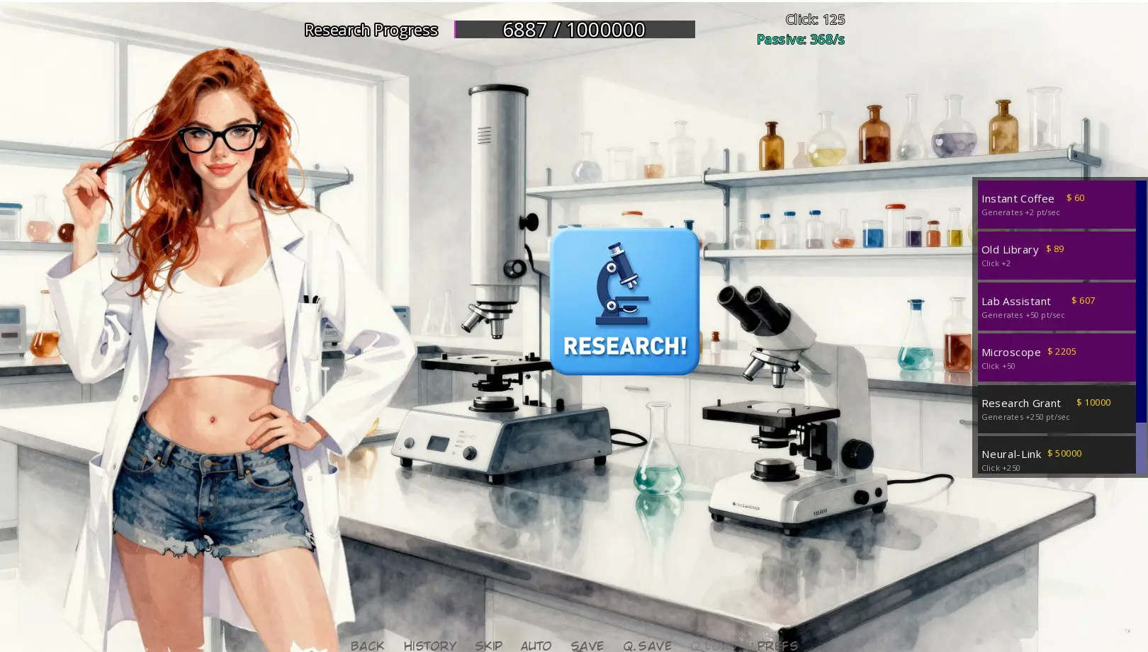 Chemical Curvers Clicker gameplay screenshot 10 (Ren'Py adult game) by Domoroboro – free download
