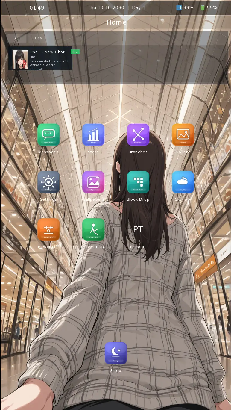 Phone Life gameplay screenshot 3 (Ren'Py adult game) by Gwynreid – free download