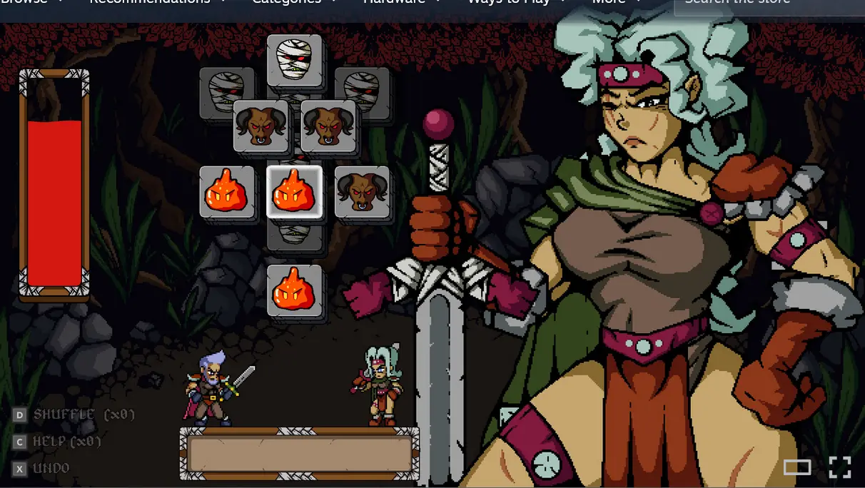 Warriors Waifus Mahjong gameplay screenshot 4 (RPGM adult game) by Sweet Banana Games – free download