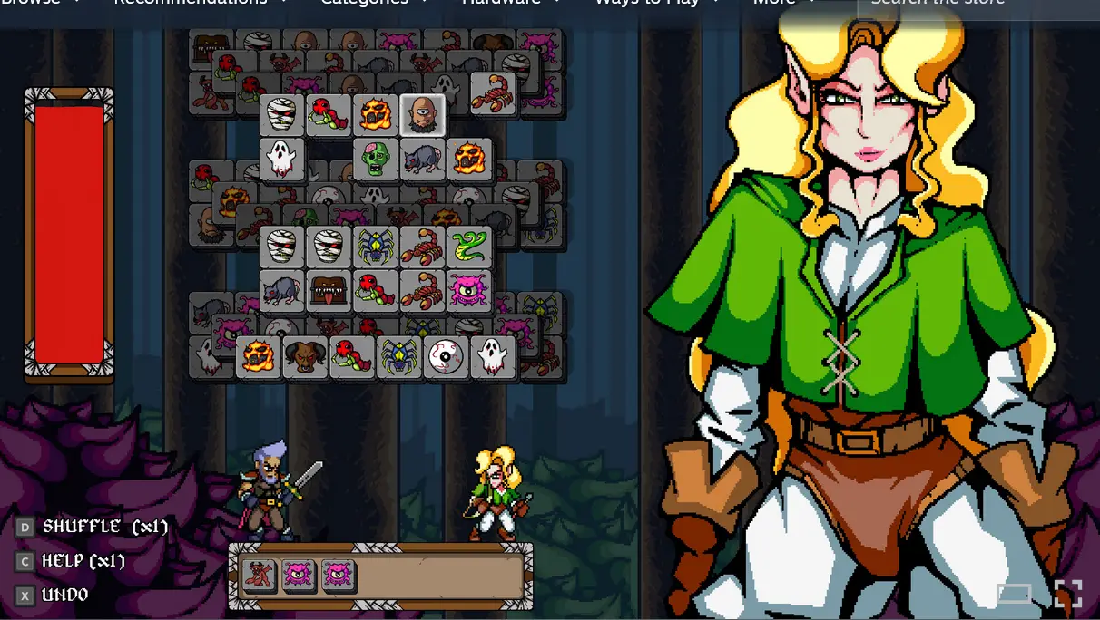 Warriors Waifus Mahjong gameplay screenshot 3 (RPGM adult game) by Sweet Banana Games – free download