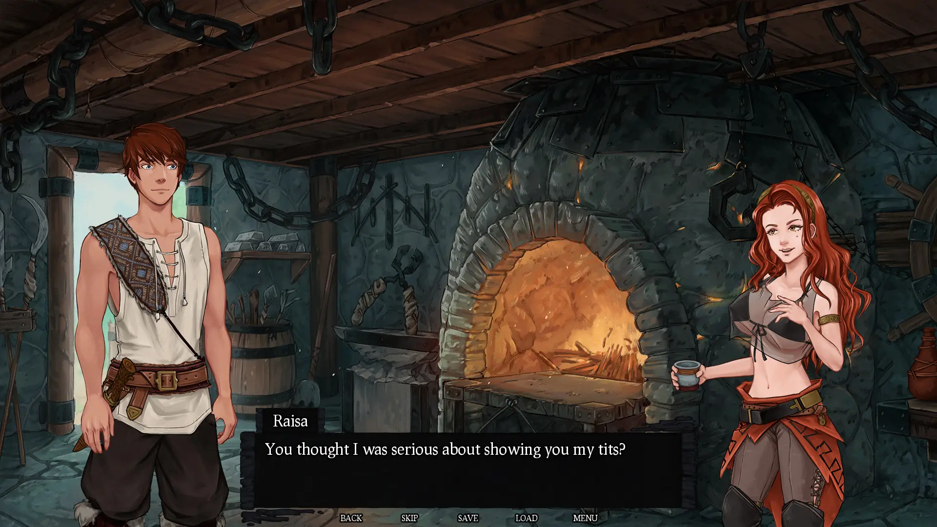 Refuge of Embers gameplay screenshot 8 (Ren'Py adult game) by Escape Sauce – free download