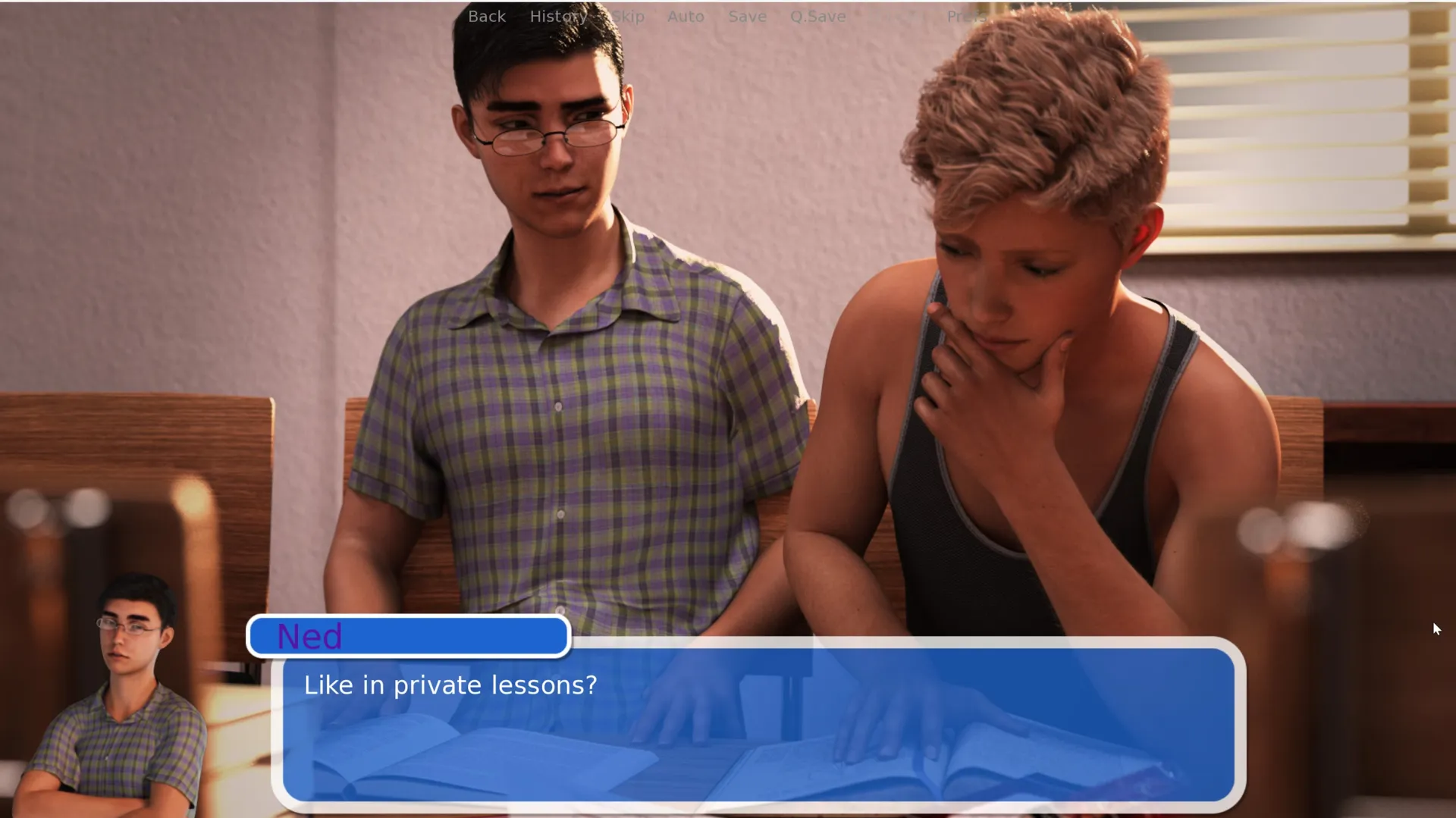 Bound to College gameplay screenshot 2 (Ren'Py adult game) by pridedrawing – free download