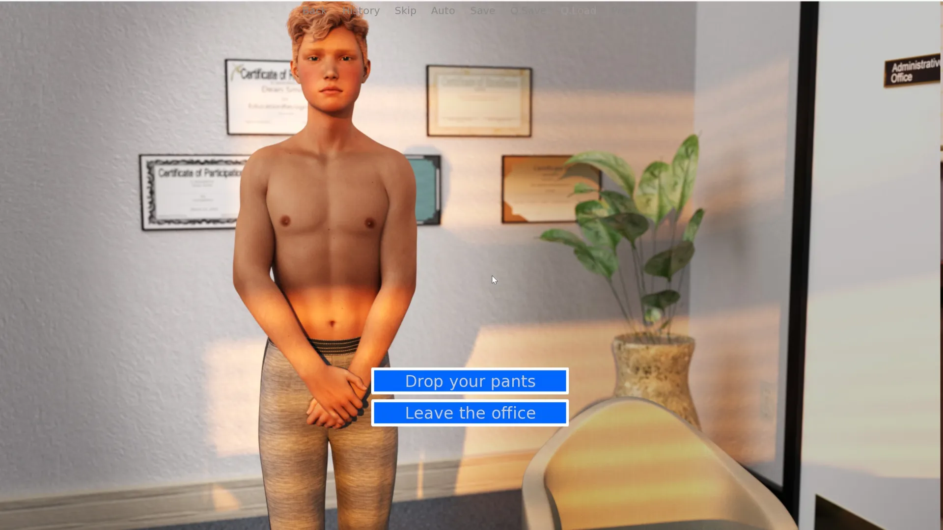 Bound to College gameplay screenshot 1 (Ren'Py adult game) by pridedrawing – free download