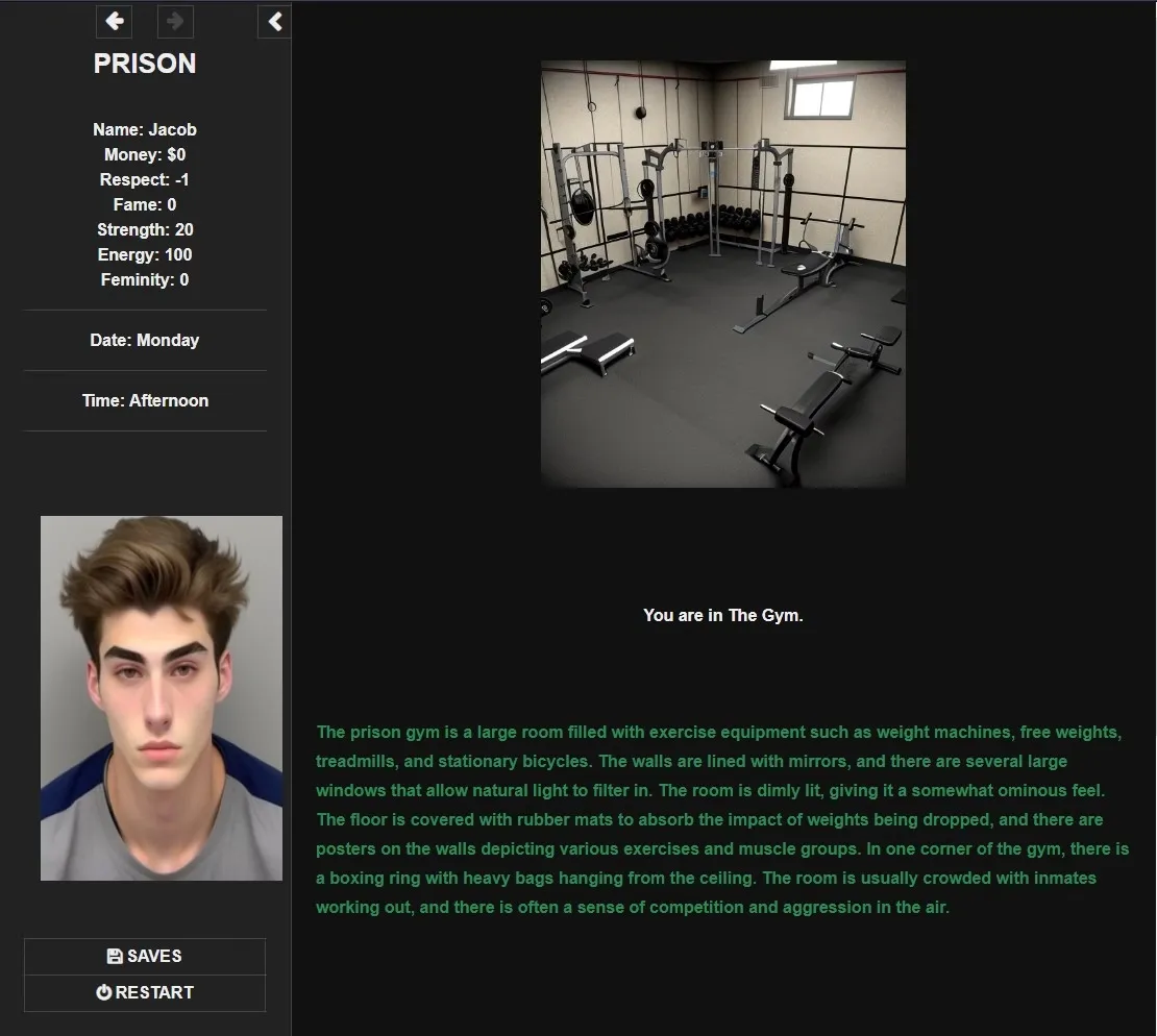 Prison gameplay screenshot 7 (HTML adult game) by The Red Artist – free download