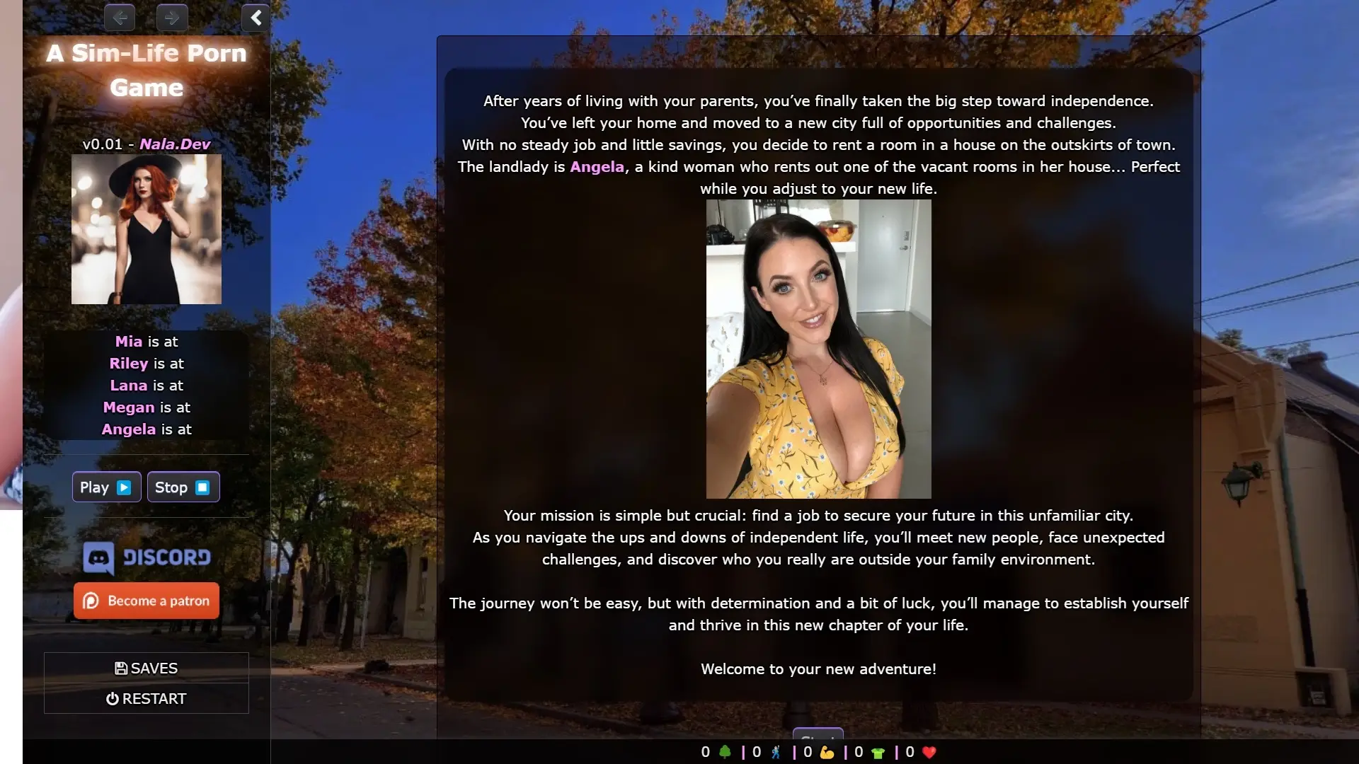 A Sim-Life Porn Game gameplay screenshot 2 (HTML adult game) by Nala.Dev – free download