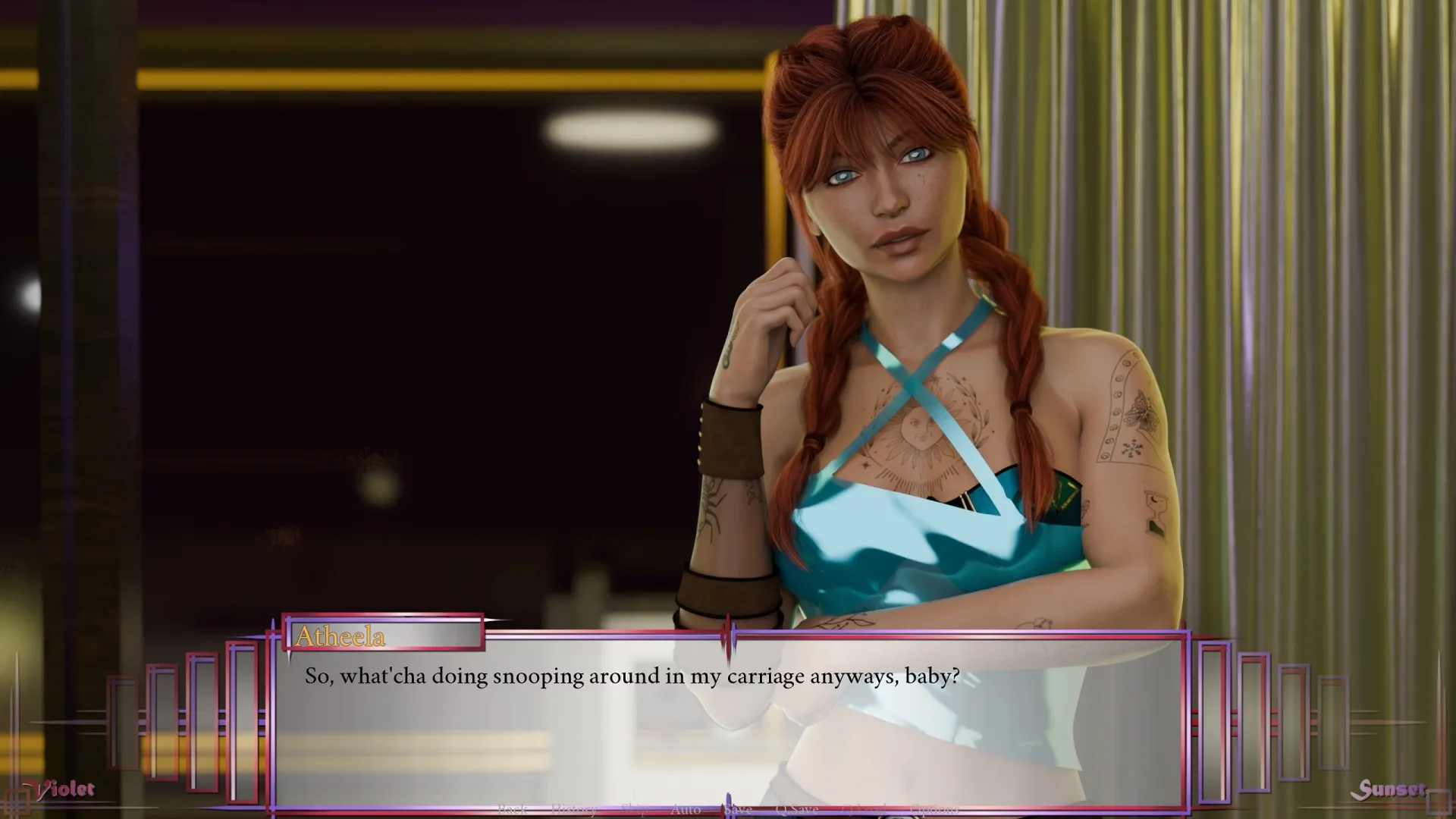 Violet Sunset gameplay screenshot 5 (Ren'Py adult game) by AnnaSeries – free download