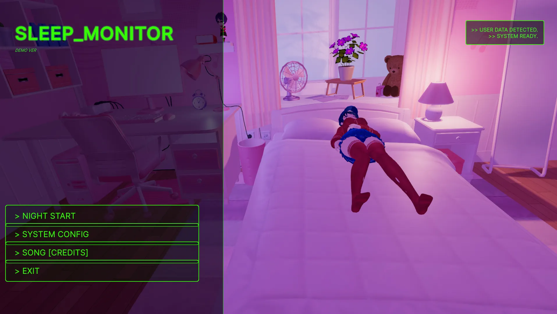 Sleep Monitor cover Demo 6 – Unity adult game by DashyDash free download