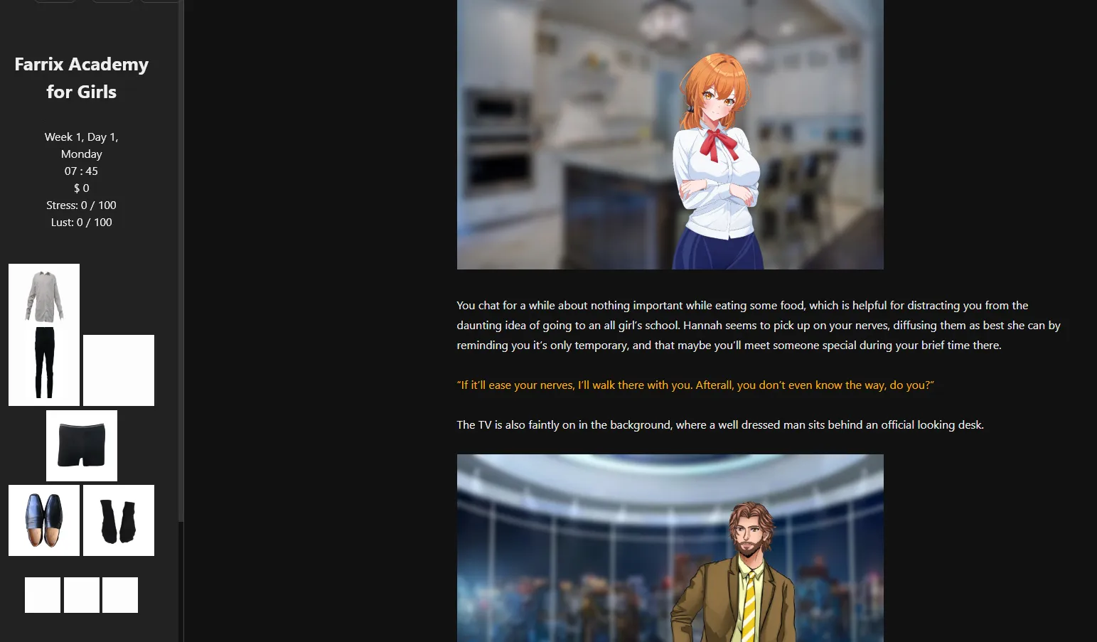 Farrix Academy for Girls gameplay screenshot 6 (HTML adult game) by Jazolt – free download