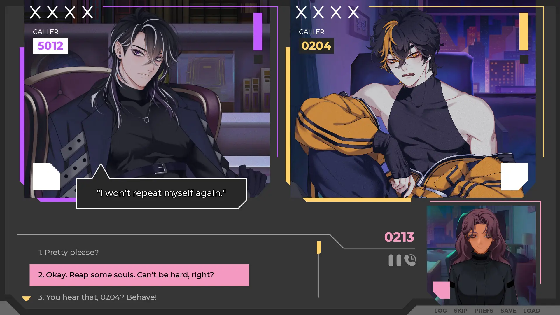 A Date with Death 2 Remnants gameplay screenshot 1 (Ren'Py adult game) by Two and a Half Studios – free download