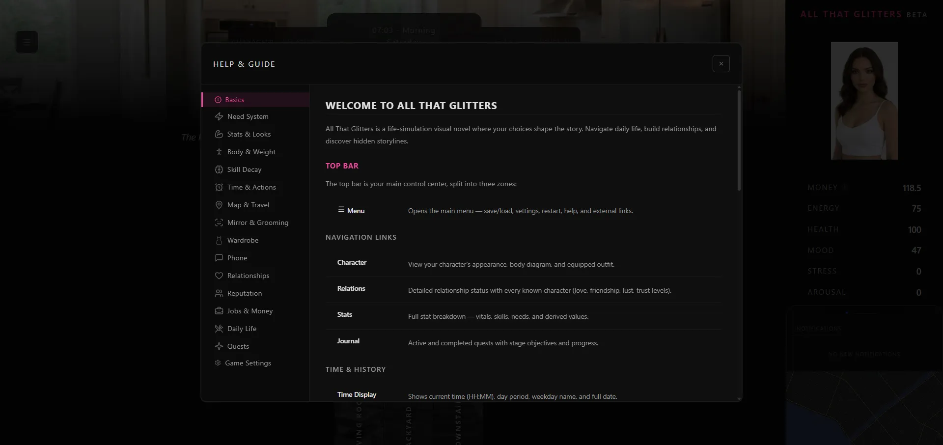 All That Glitters gameplay screenshot 5 (HTML adult game) by Neph93 – free download