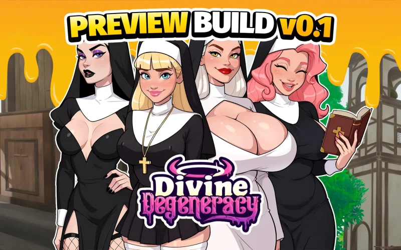 Divine Degeneracy cover 1.0 Full – Ren'Py adult game by Honeylust free download