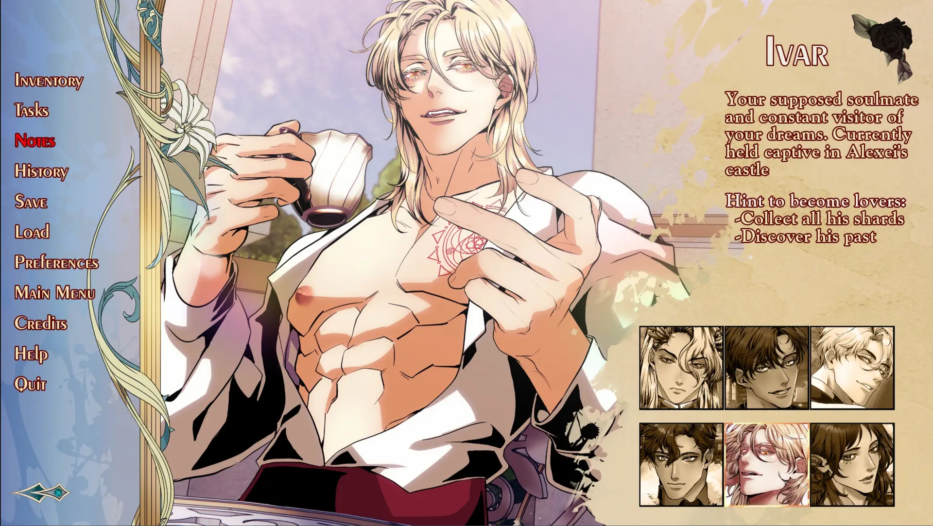Bewitching Sinners Royal Blood gameplay screenshot 2 (Ren'Py adult game) by Miss Xero – free download