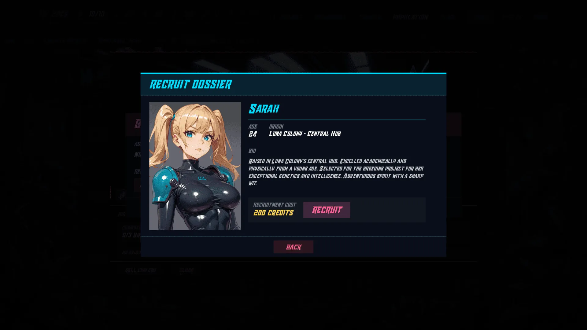 Exilium: Breeding Imperium gameplay screenshot 1 (Ren'Py adult game) by Nocturnal Illusions – free download