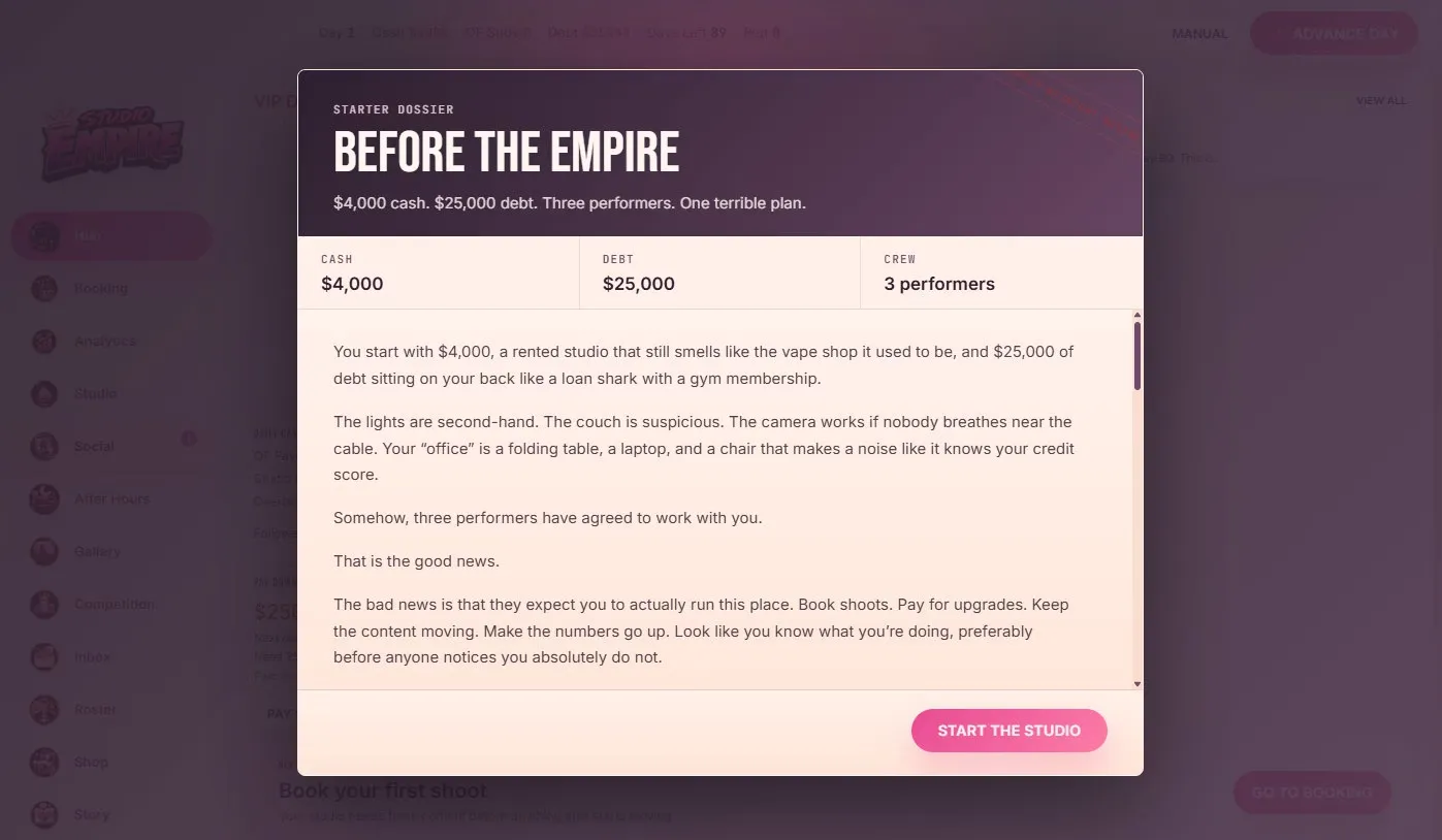 Studio Empire gameplay screenshot 11 (Others adult game) by RedLightStrategy – free download