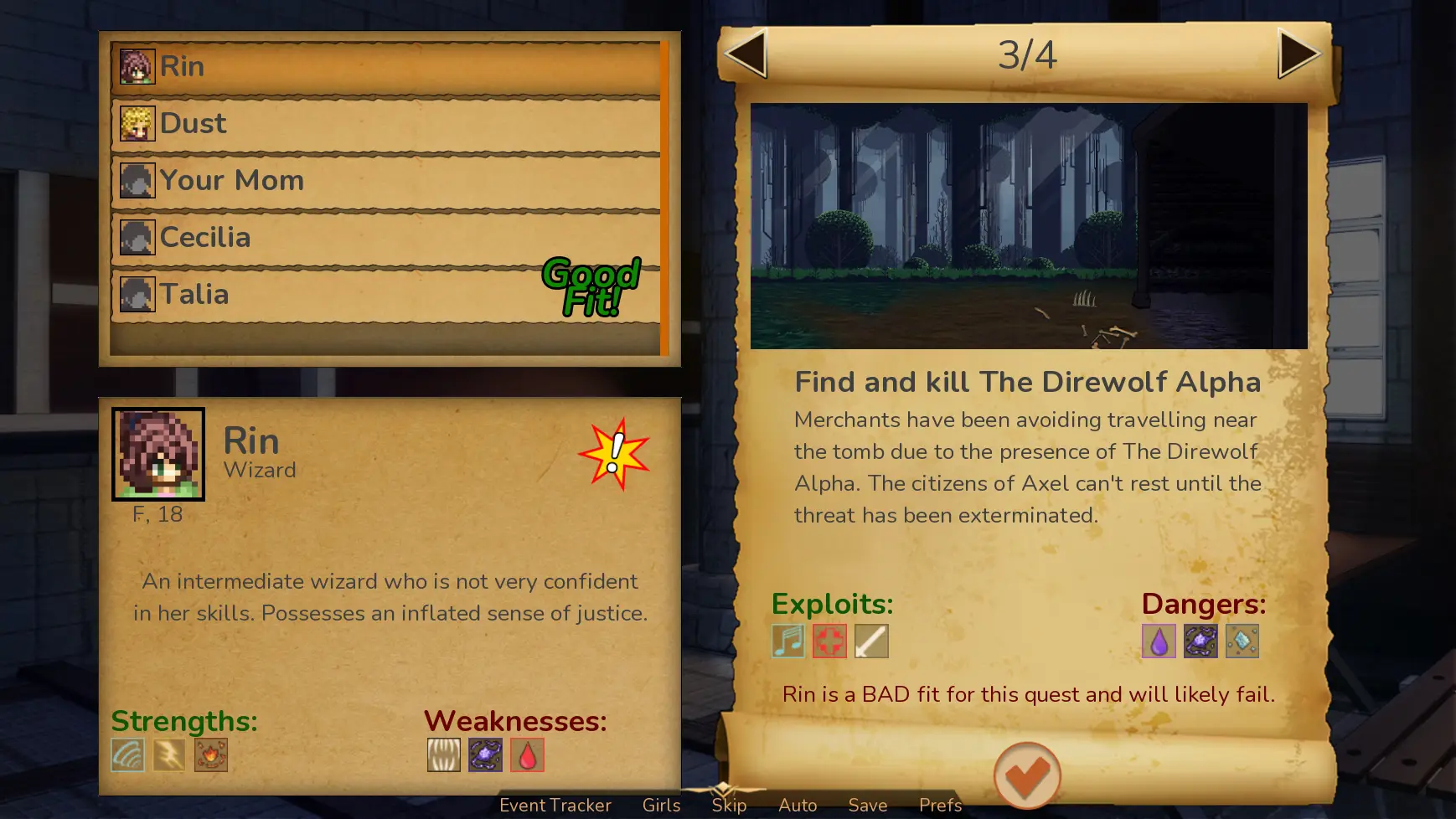 Adventurer Trainer gameplay screenshot 14 (Ren'Py adult game) by PastryIRL – free download