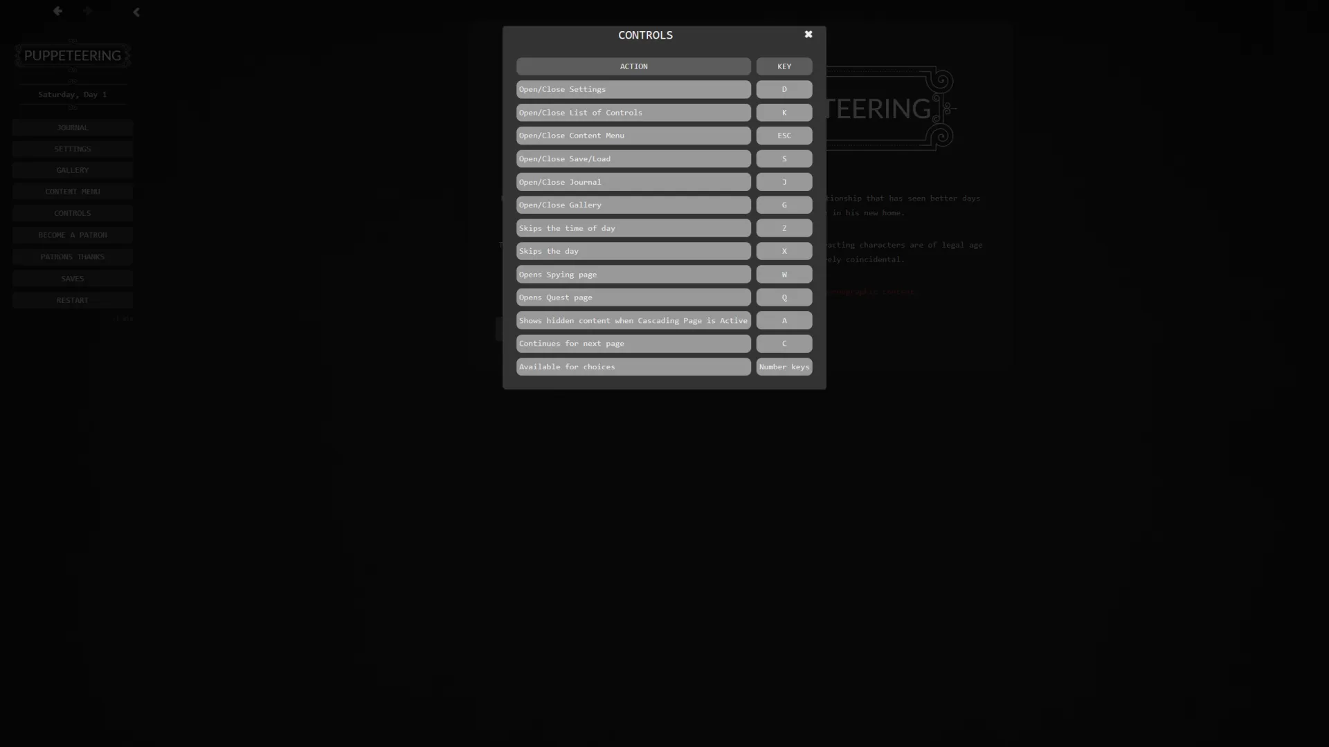 Puppeteering gameplay screenshot 2 (HTML adult game) by batatamorr – free download