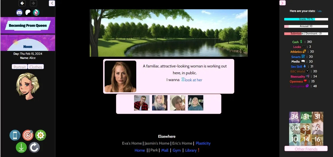 Becoming Prom Queen gameplay screenshot 11 (HTML adult game) by The Nook Erotica TFgames – free download