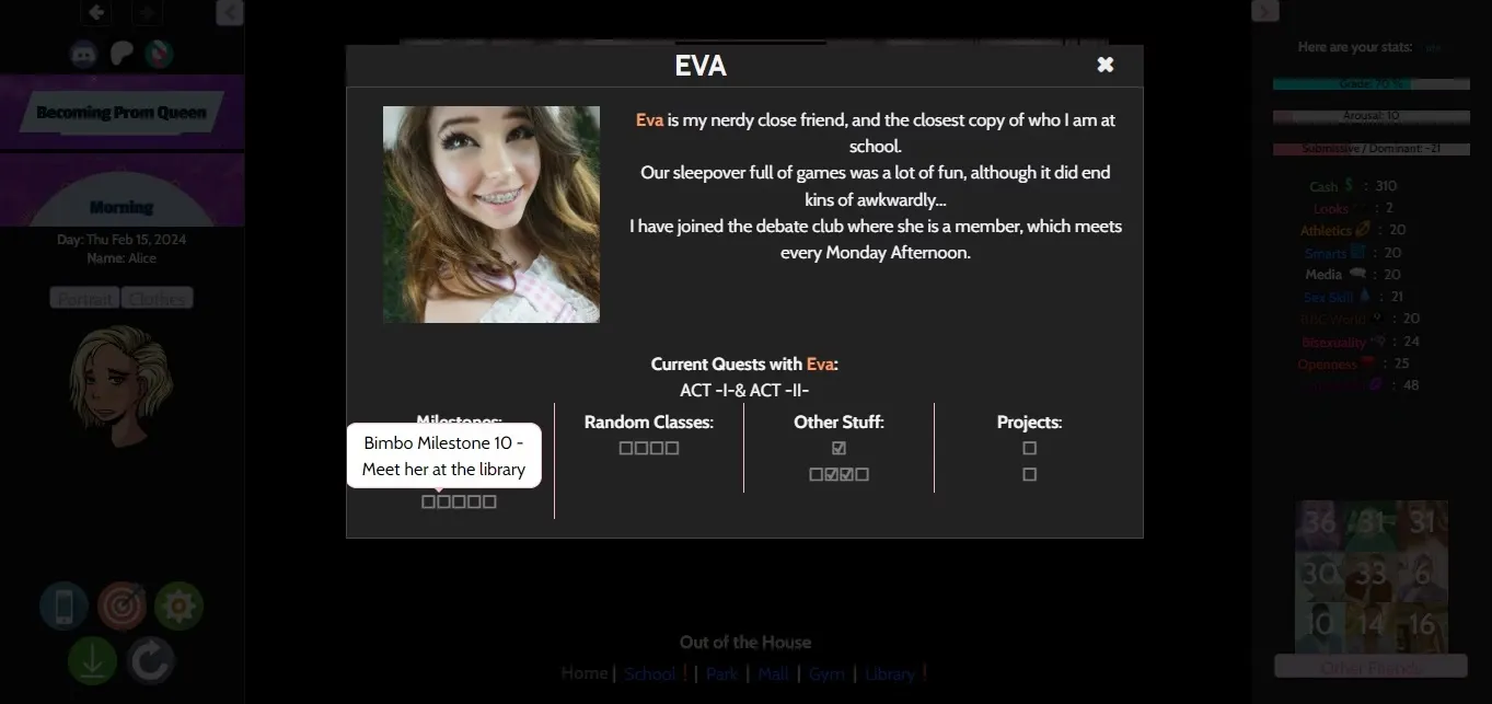 Becoming Prom Queen gameplay screenshot 13 (HTML adult game) by The Nook Erotica TFgames – free download