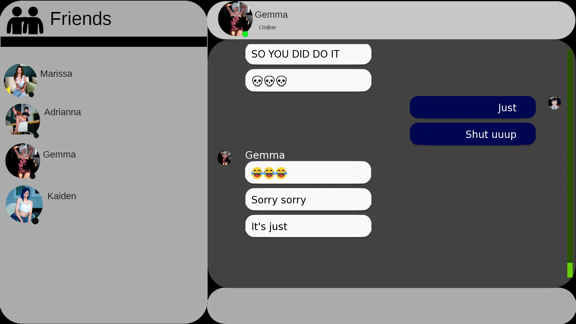 Dissonance gameplay screenshot 1 (Ren'Py adult game) by Glephy – free download